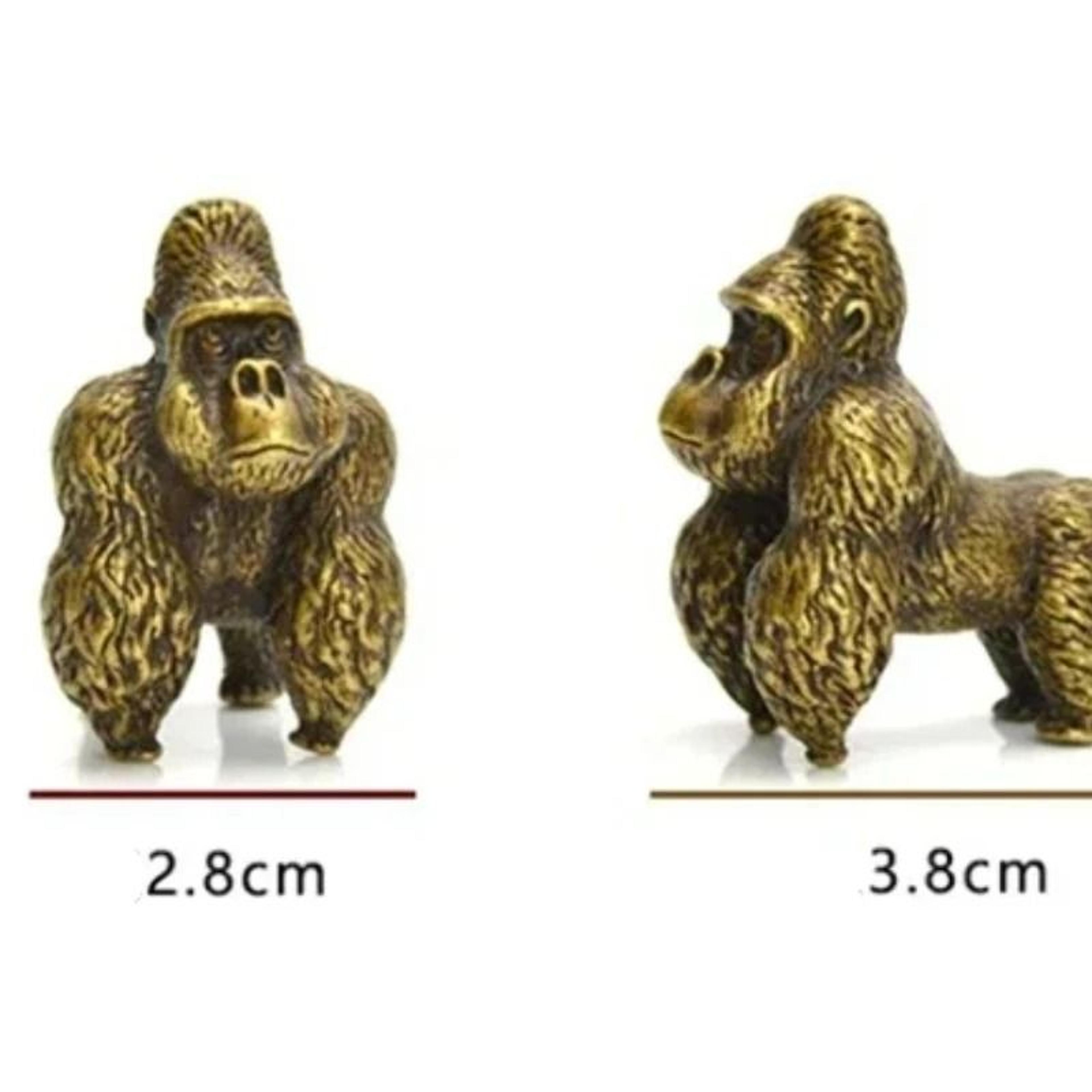 Brass Gorilla Statue Antique Copper Animal Figurine And Tea Pet Desk Ornament 1