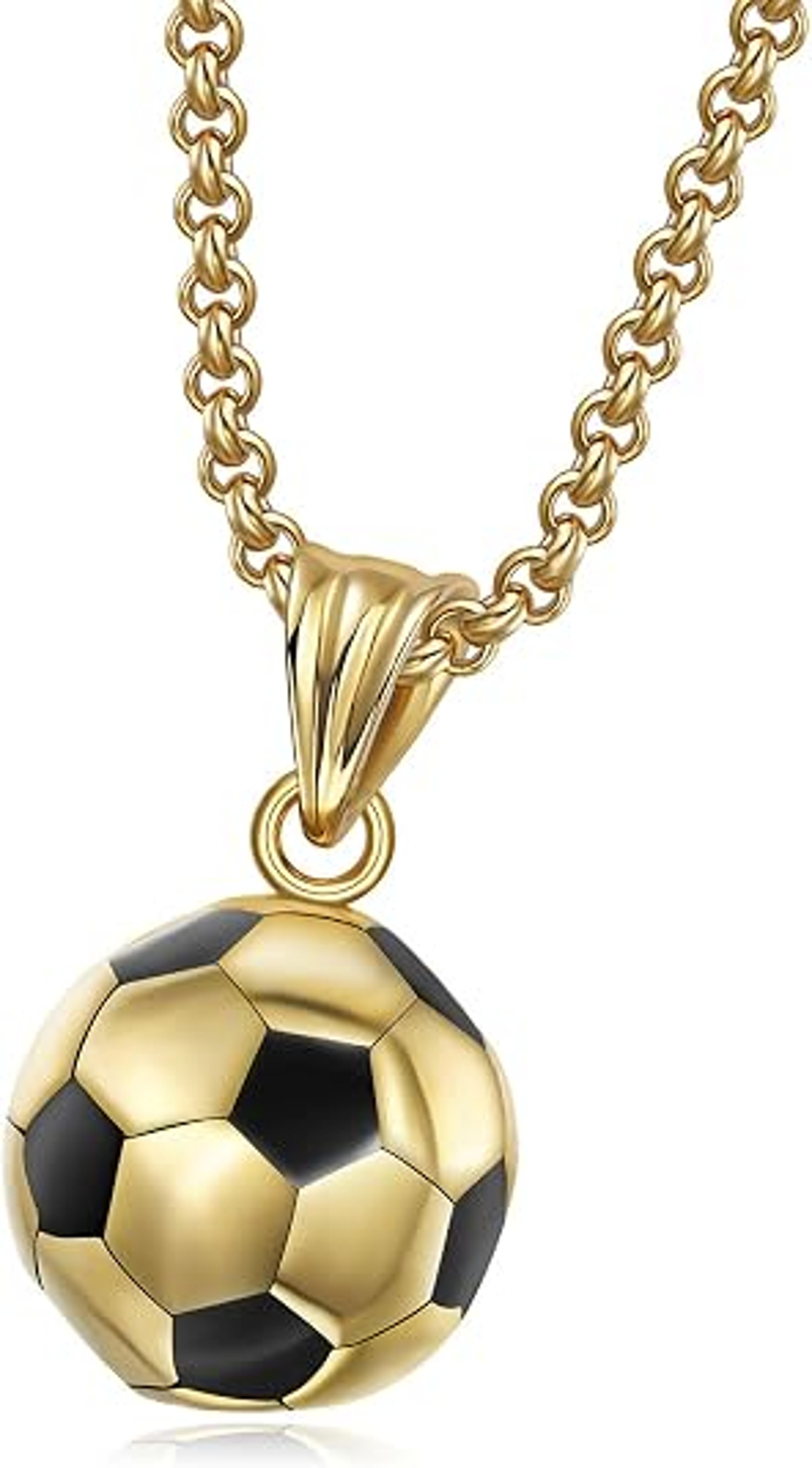 Mens Football Pendant Necklace Titanium Steel Sports Jewelry For Fans And Players 1
