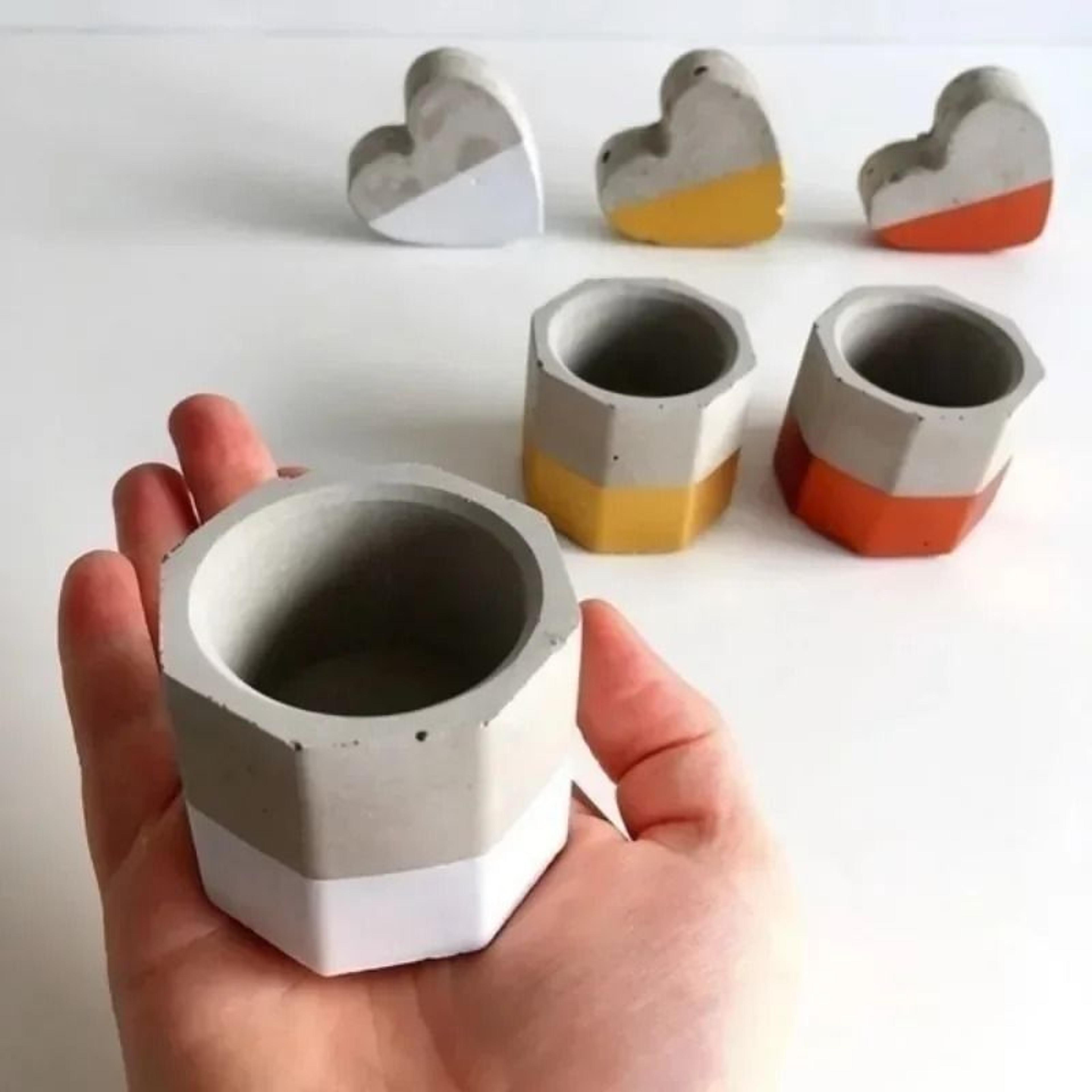 3Hole Octagonal Succulent Pot Mold Silicone Concrete Planter And Candle Holder Mold 1