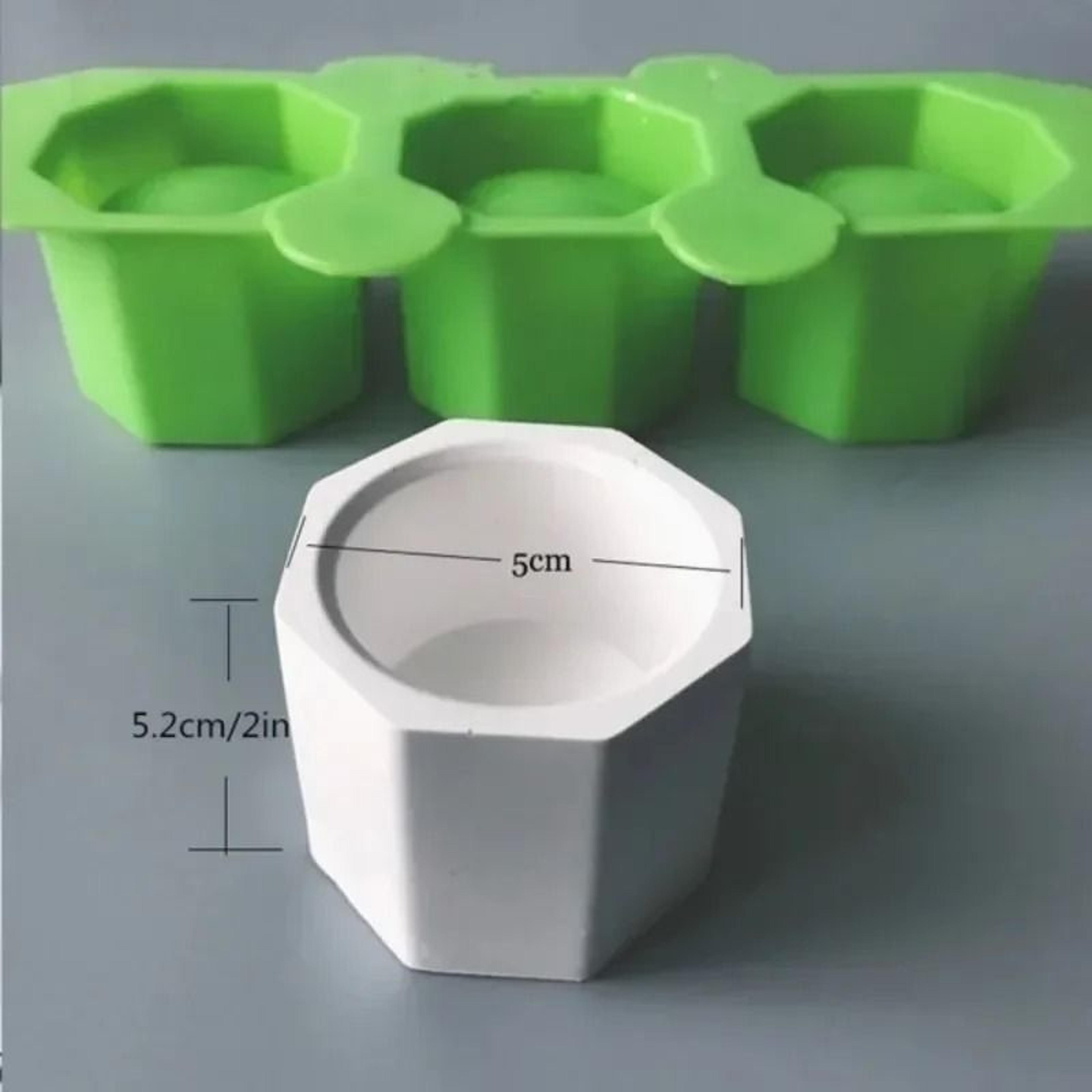 3Hole Octagonal Succulent Pot Mold Silicone Concrete Planter And Candle Holder Mold 2