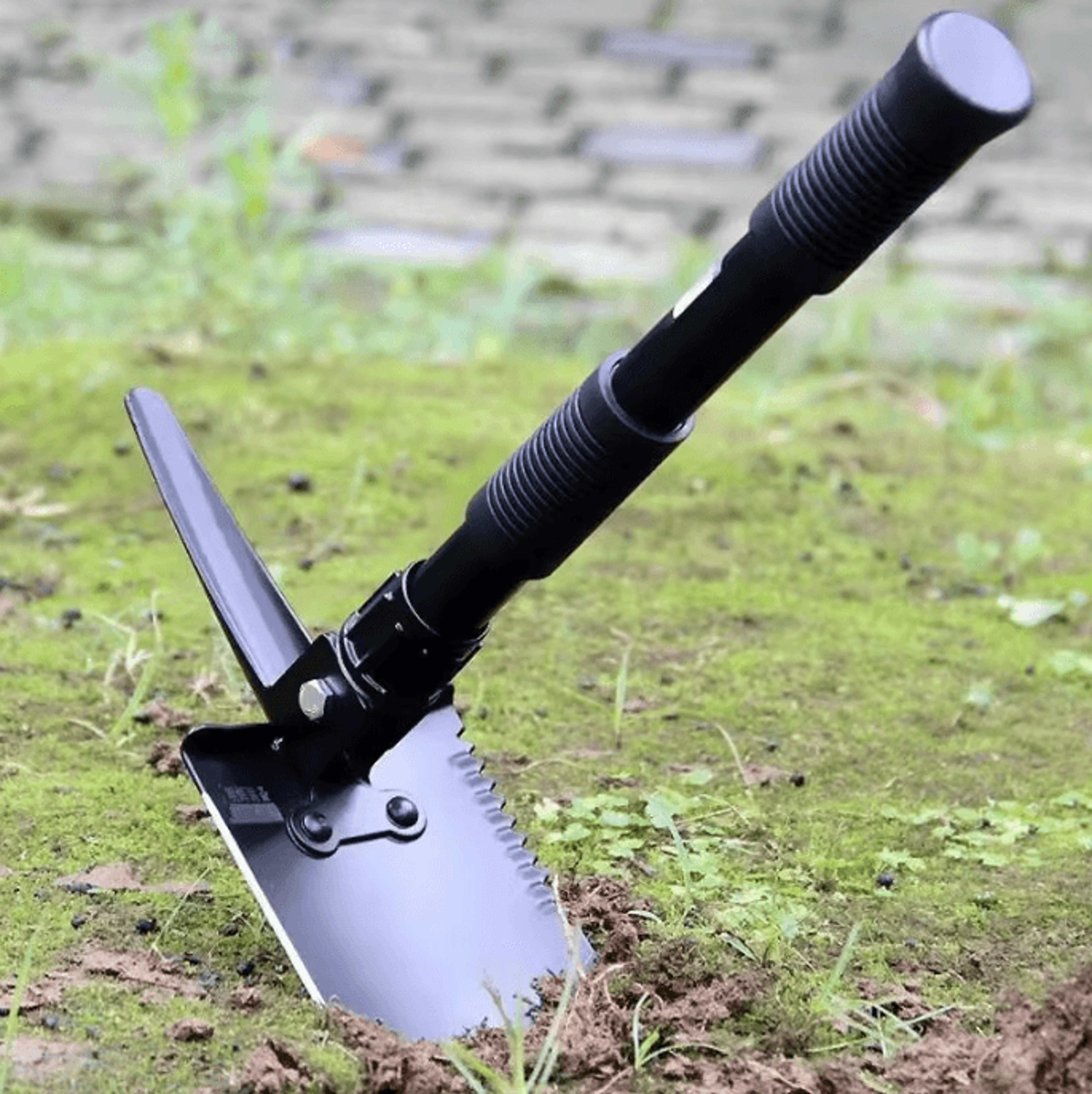 Folding Military Camping Shovel MultiFunction Survival Tool With Compass 2
