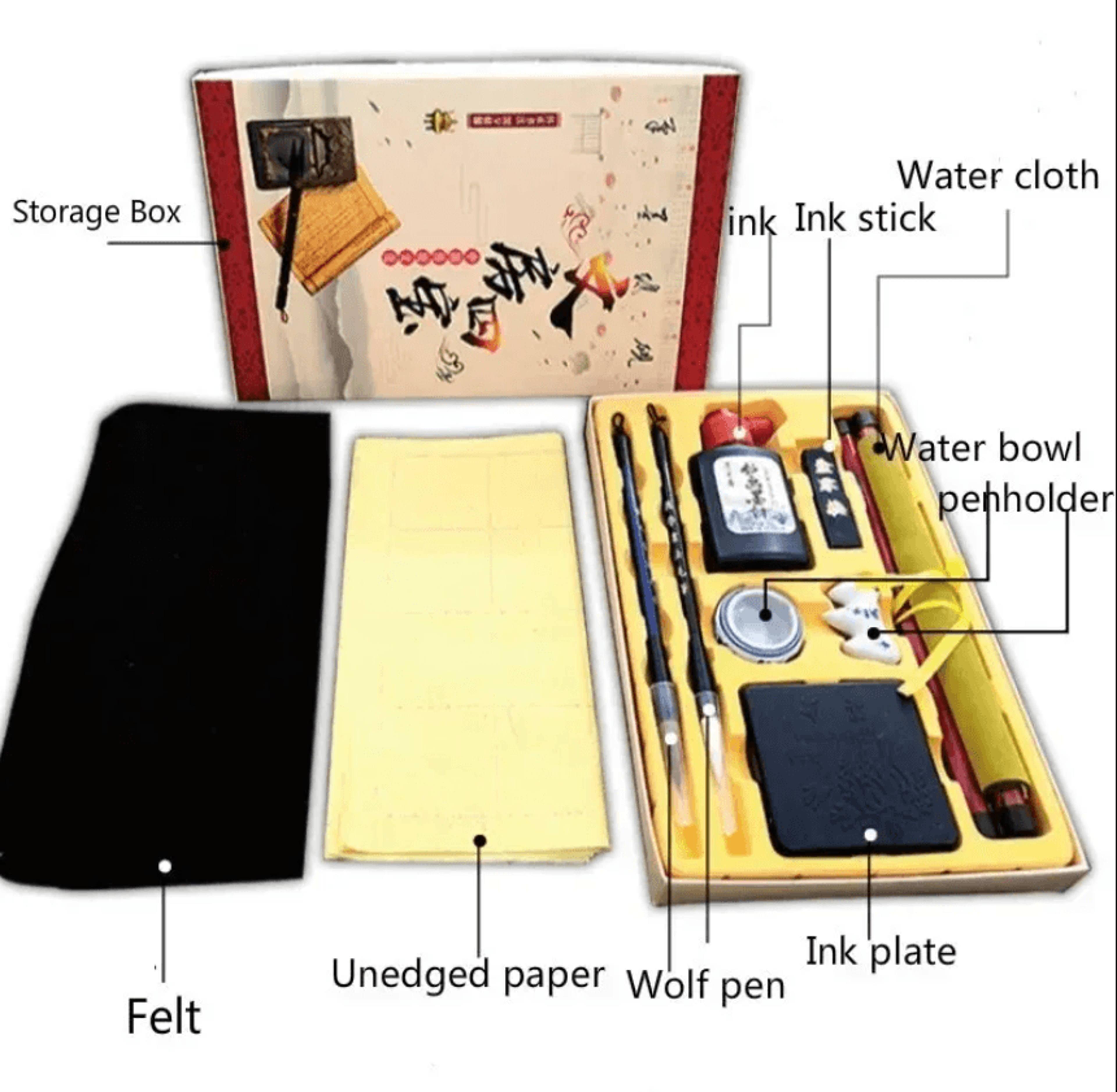 10Piece Chinese Calligraphy Set Four Treasures Beginner Brush And Ink Art Kit 2