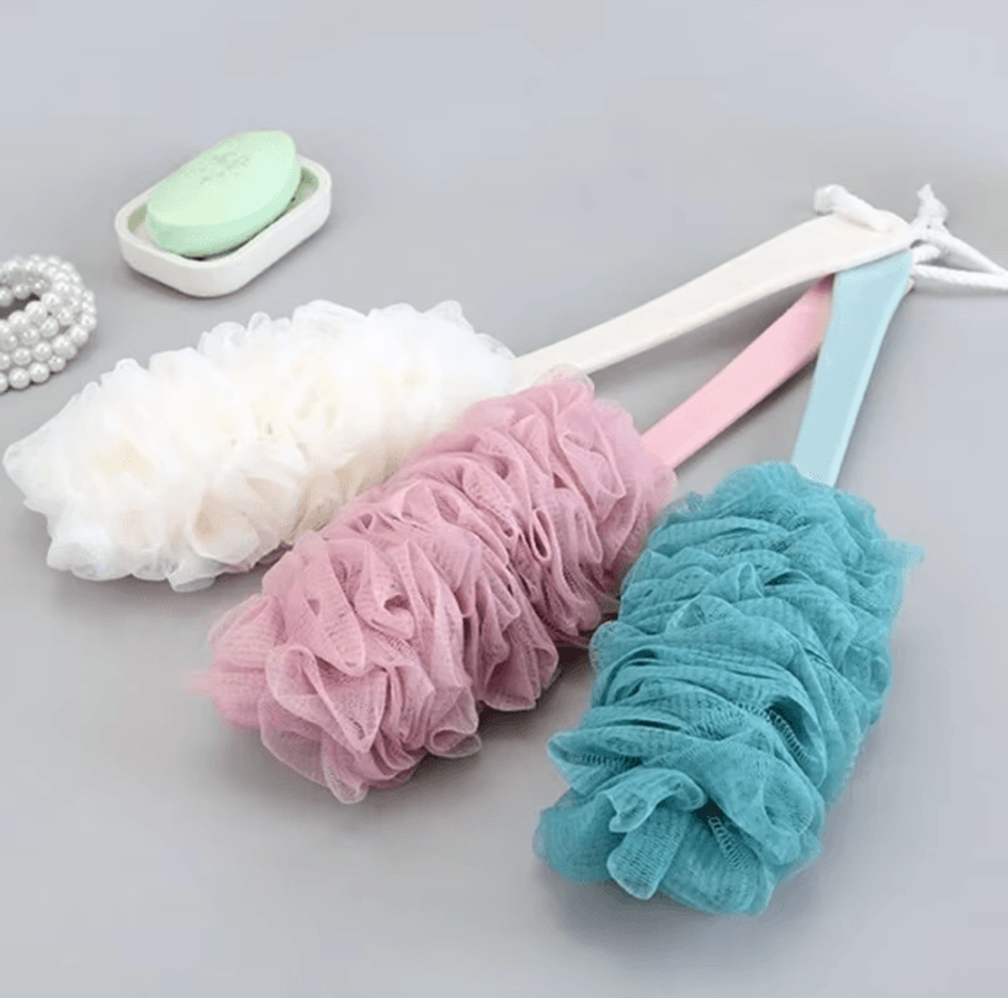 Long Handle Bath Pouf Soft Mesh Back Scrubber For Shower And Body Cleansing 1