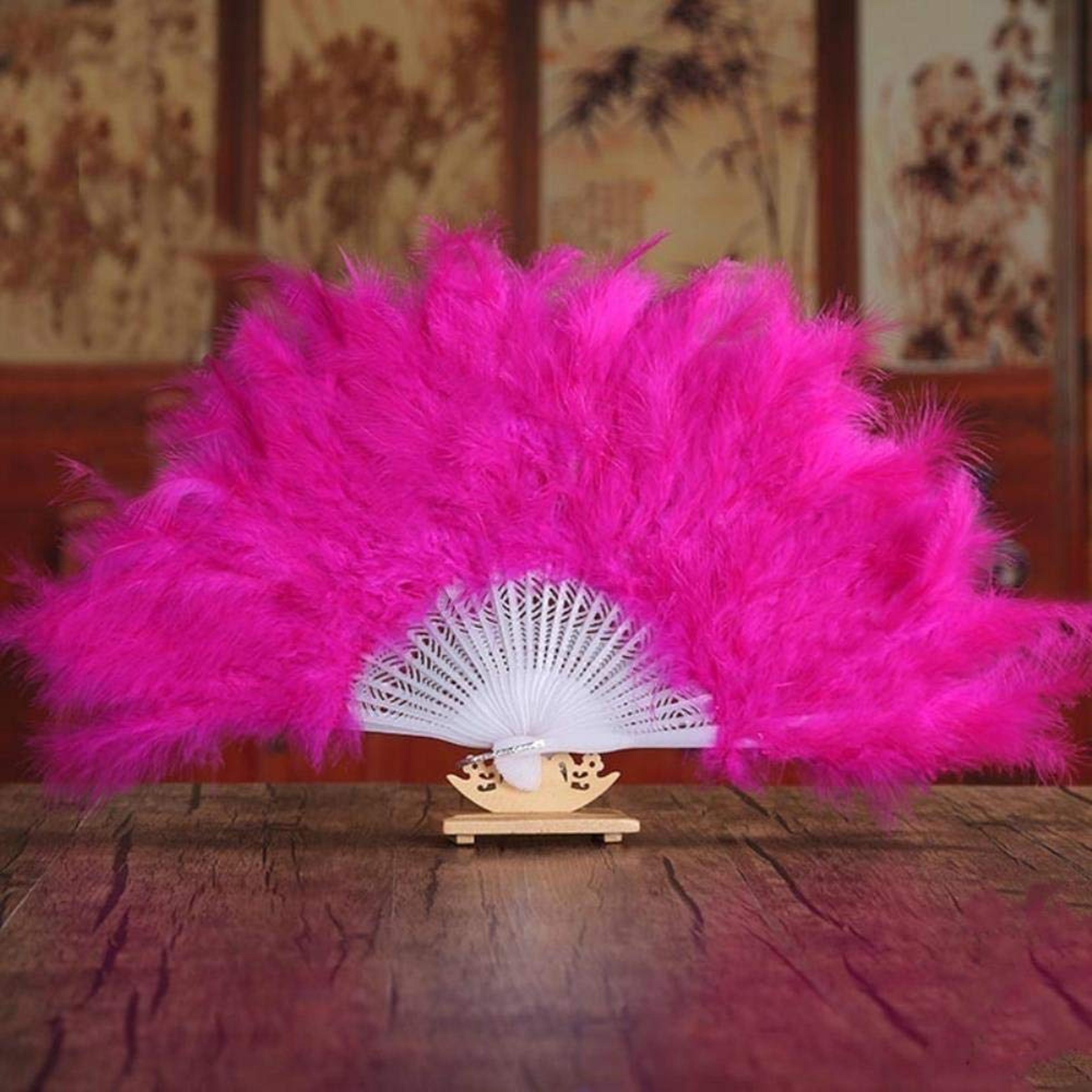 Fluffy Feather Hand Fan Folding Burlesque Dance And Wedding Costume Accessory 5