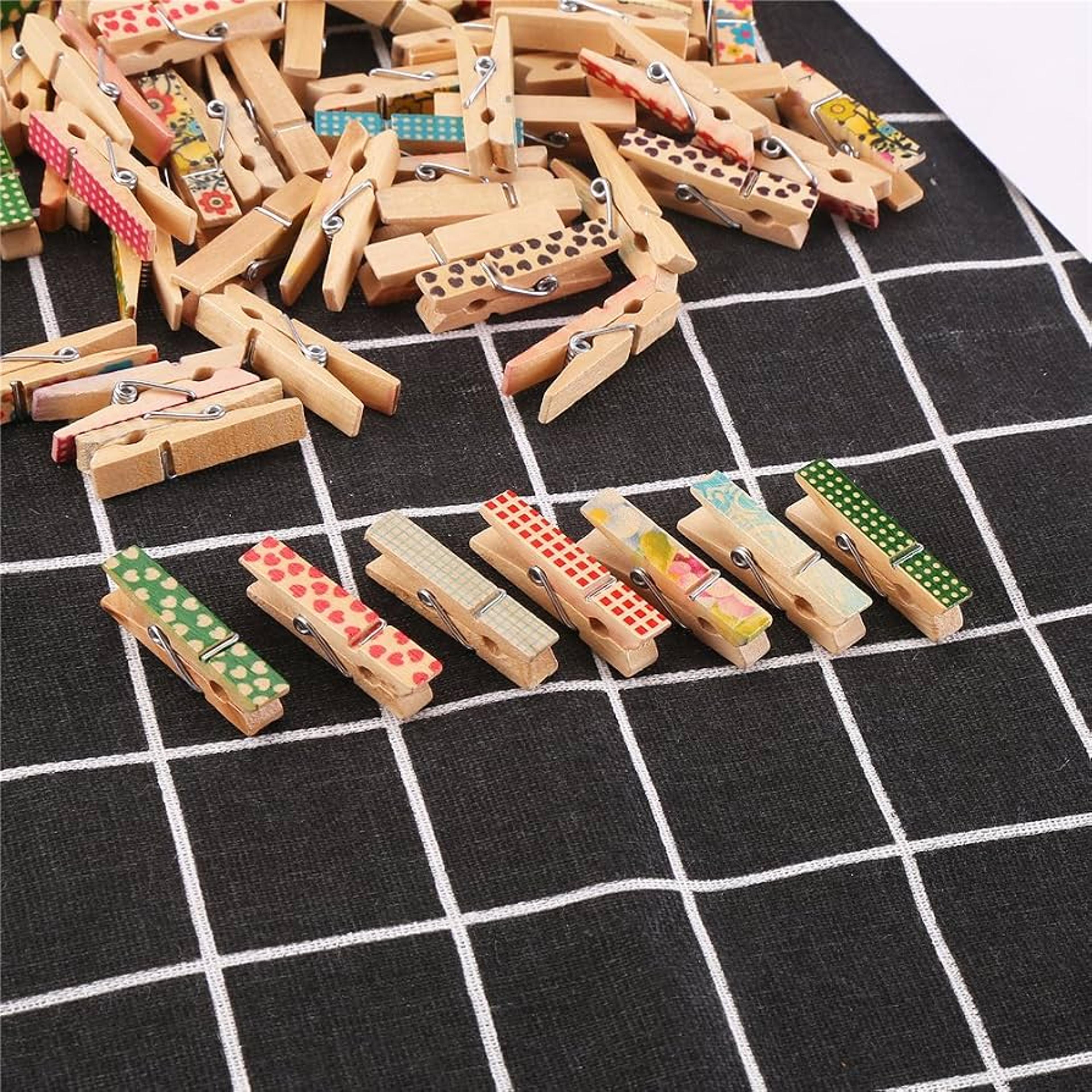 50Piece Natural Wooden Clothespins Mini Photo Clips For Crafts Laundry And Wedding Decor 2