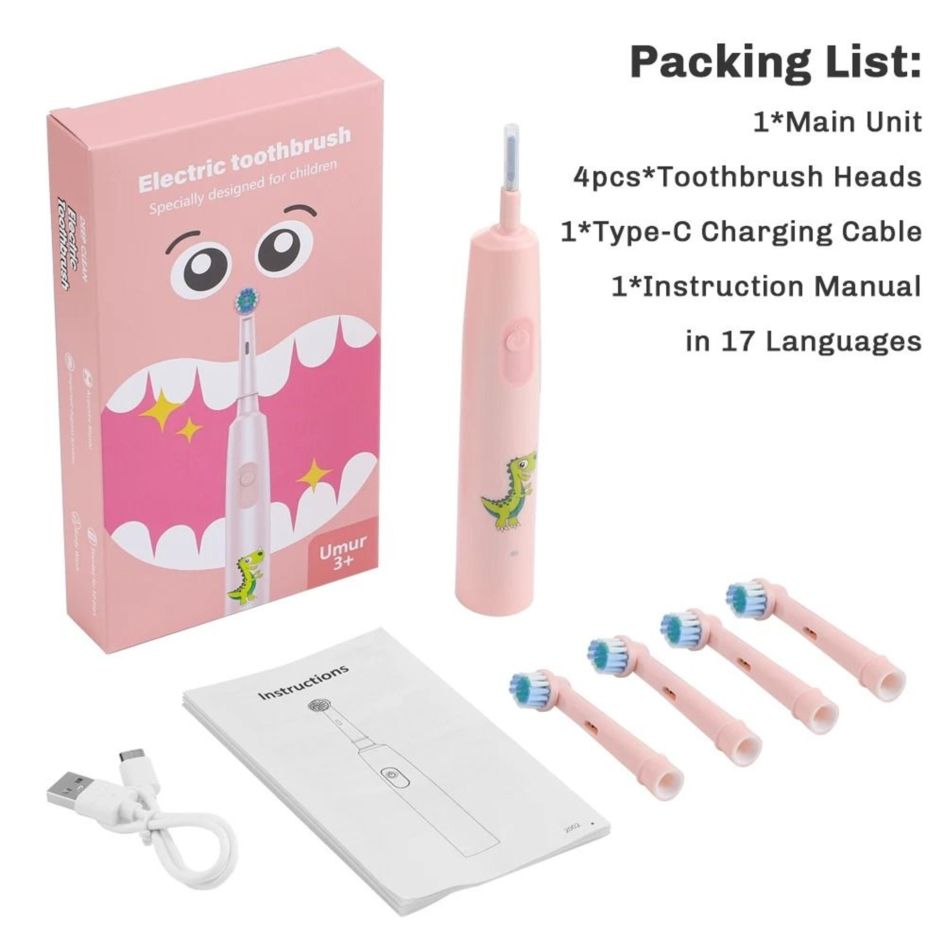 Kids Sonic Electric Toothbrush With 4 Replacement Heads 2