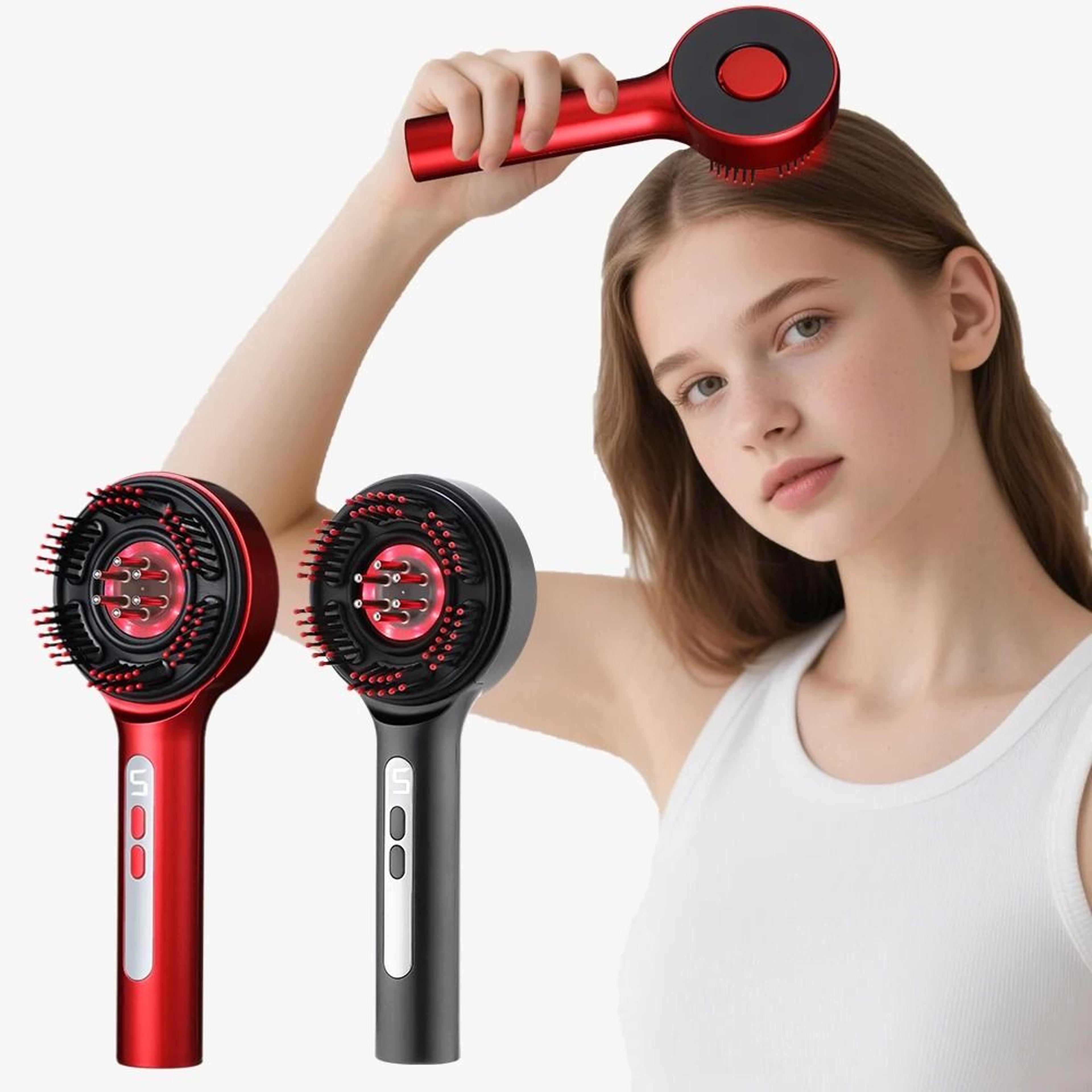 Electric Red Light Scalp Massager Brush With Oil Applicator 6