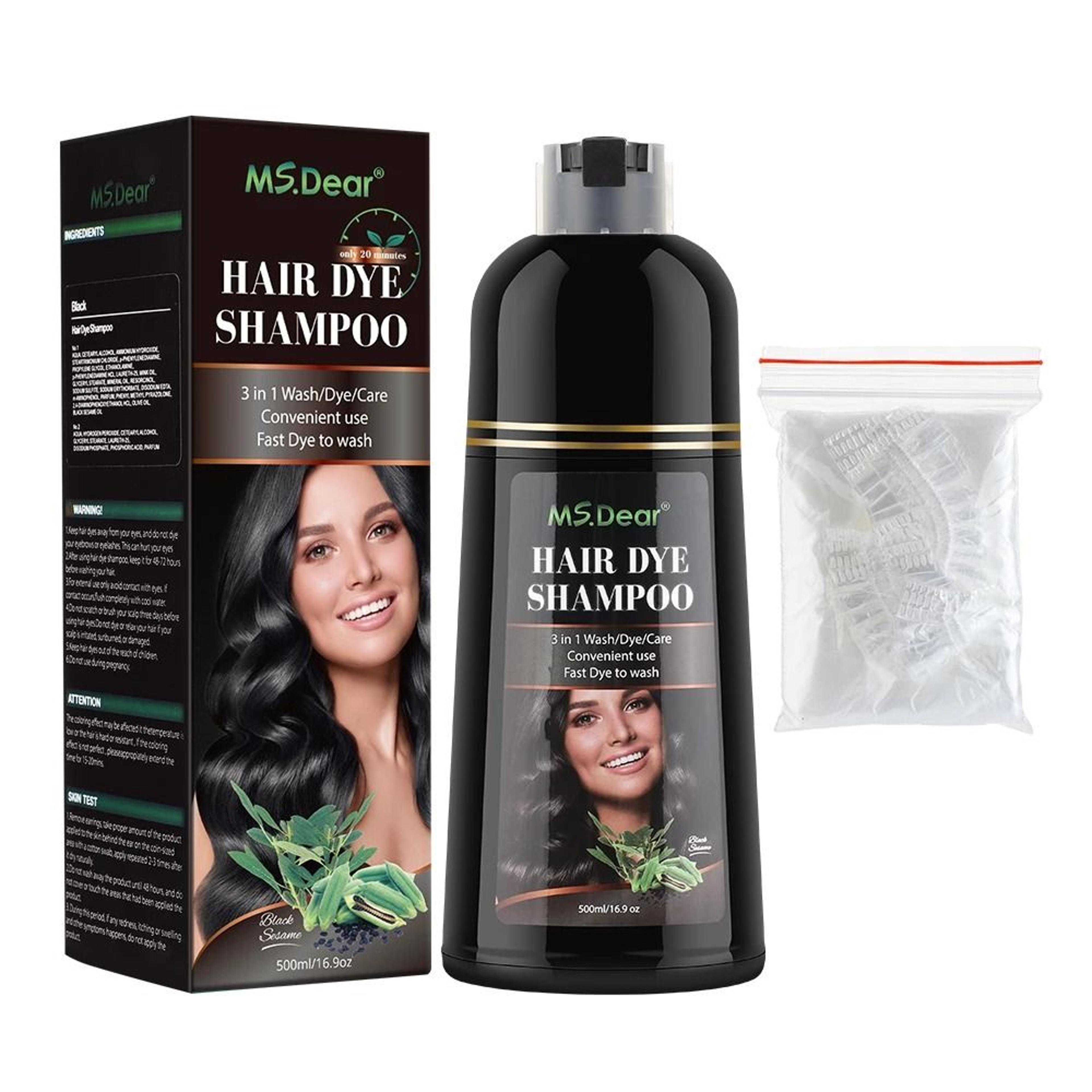 500ml 3in1 Black Hair Dye Shampoo For Gray Coverage 3