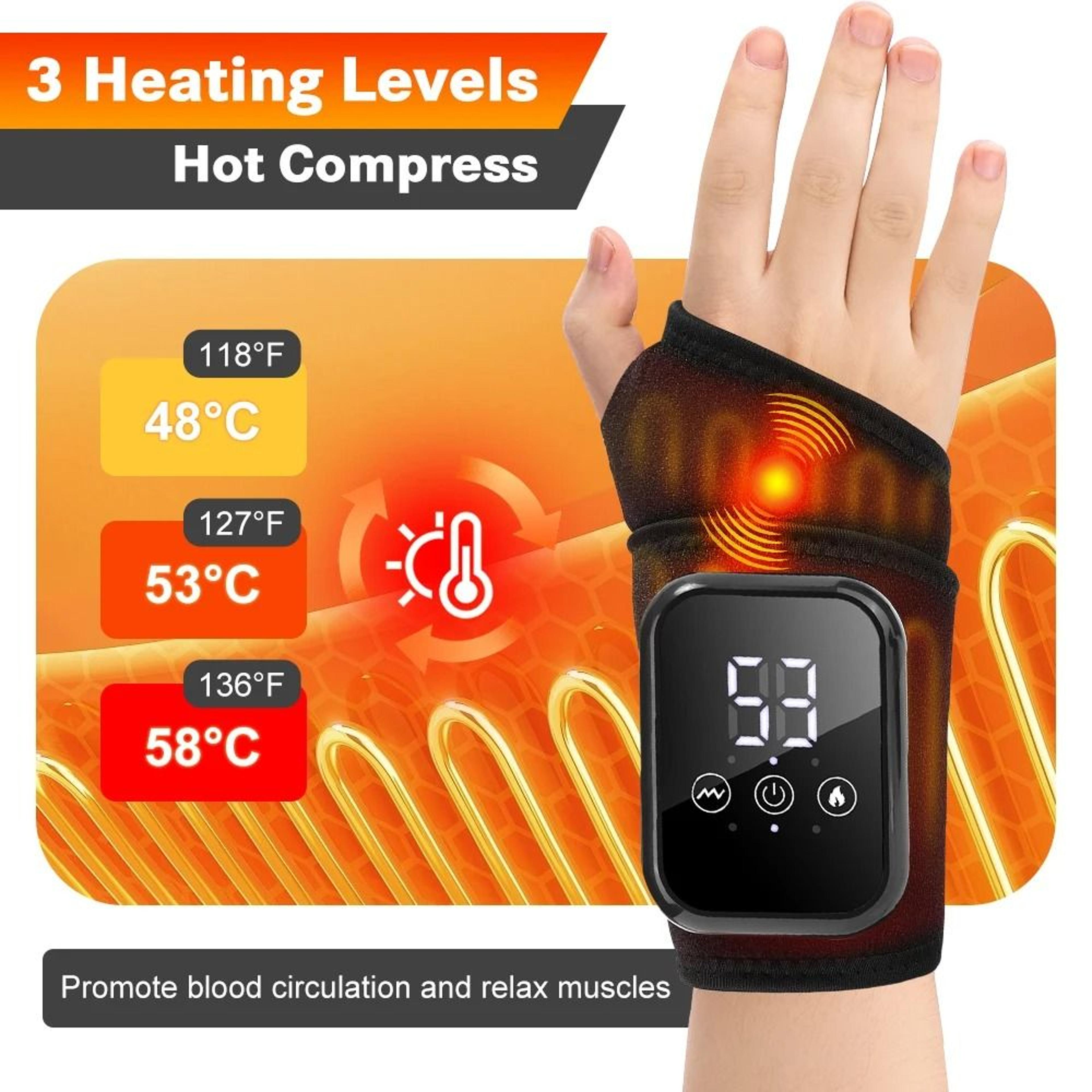 Rechargeable Heated Wrist Massager With Vibration Wrap 1