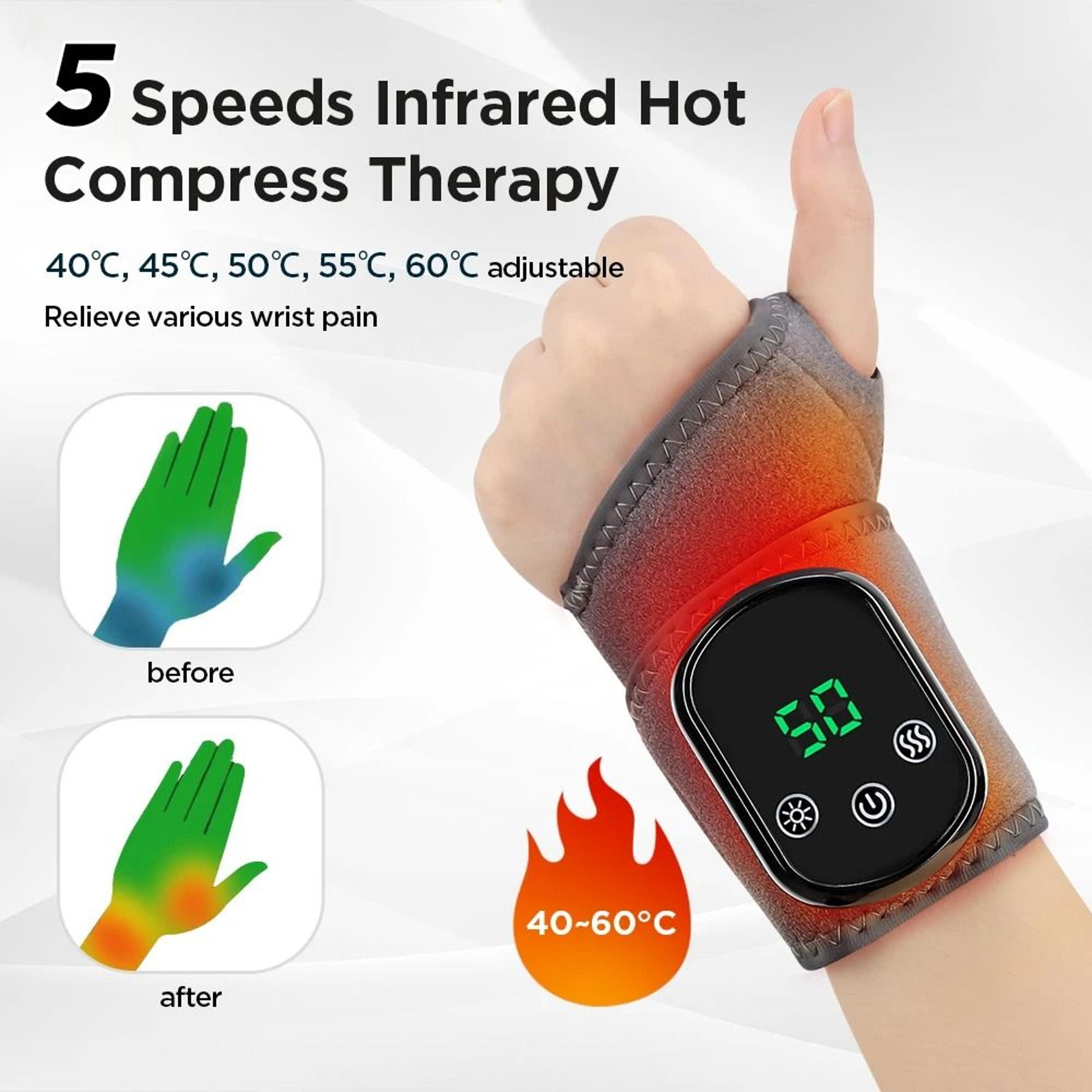 Rechargeable Heated Wrist Massager With Vibration Wrap 2