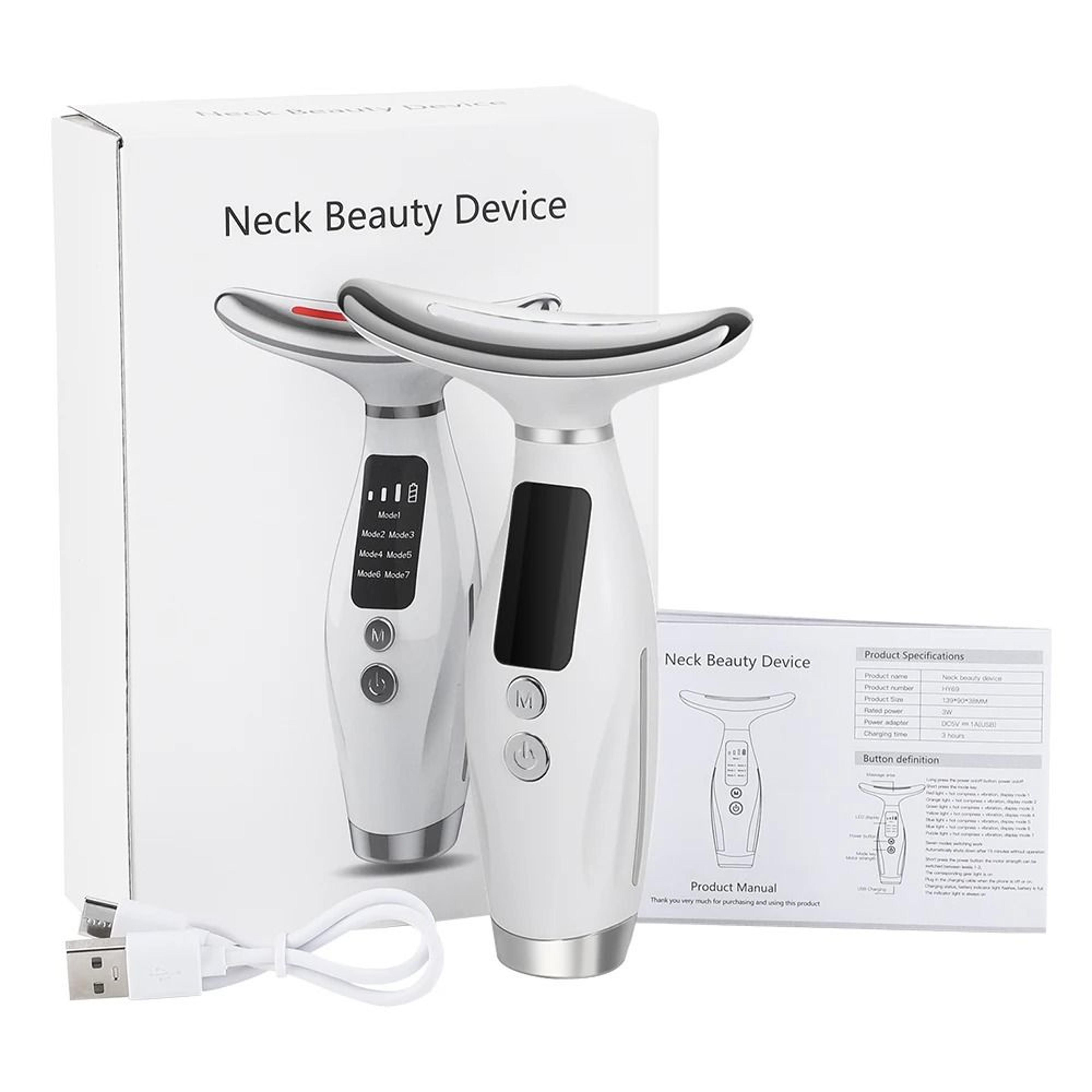 7Color LED Face And Neck Massager With Heat And Vibration 1