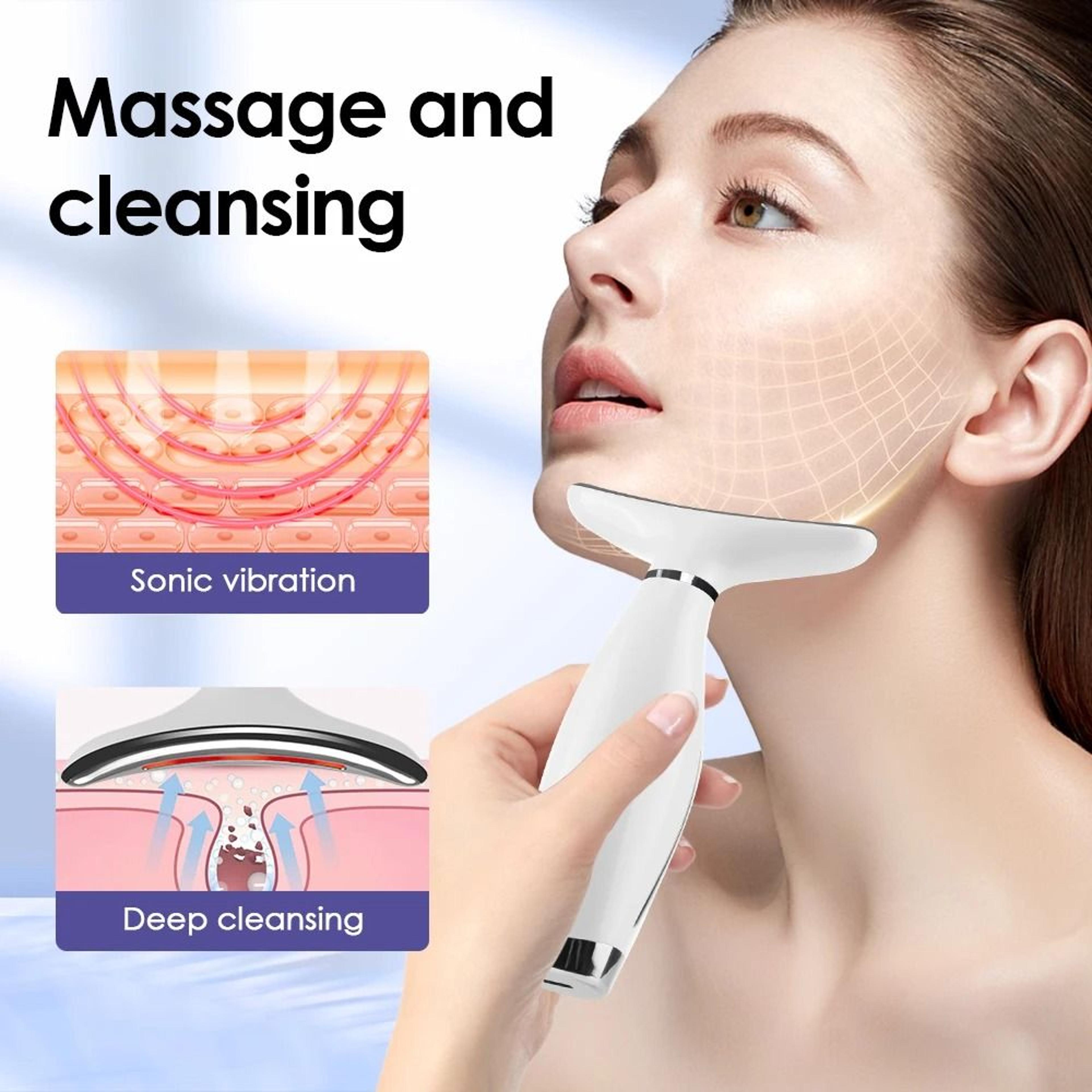 7Color LED Face And Neck Massager With Heat And Vibration 2