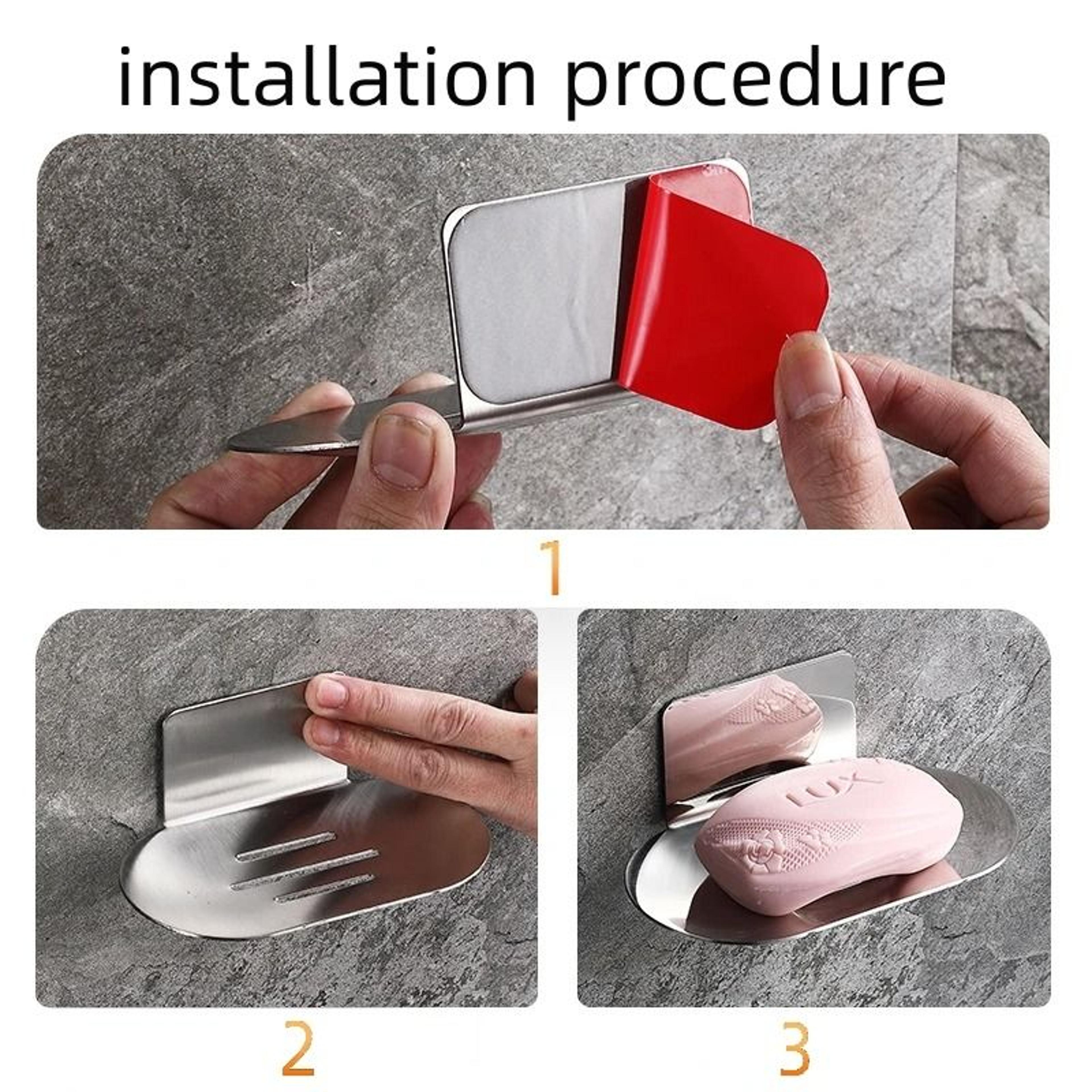 NoDrill Stainless Steel Shower Soap Holder 8