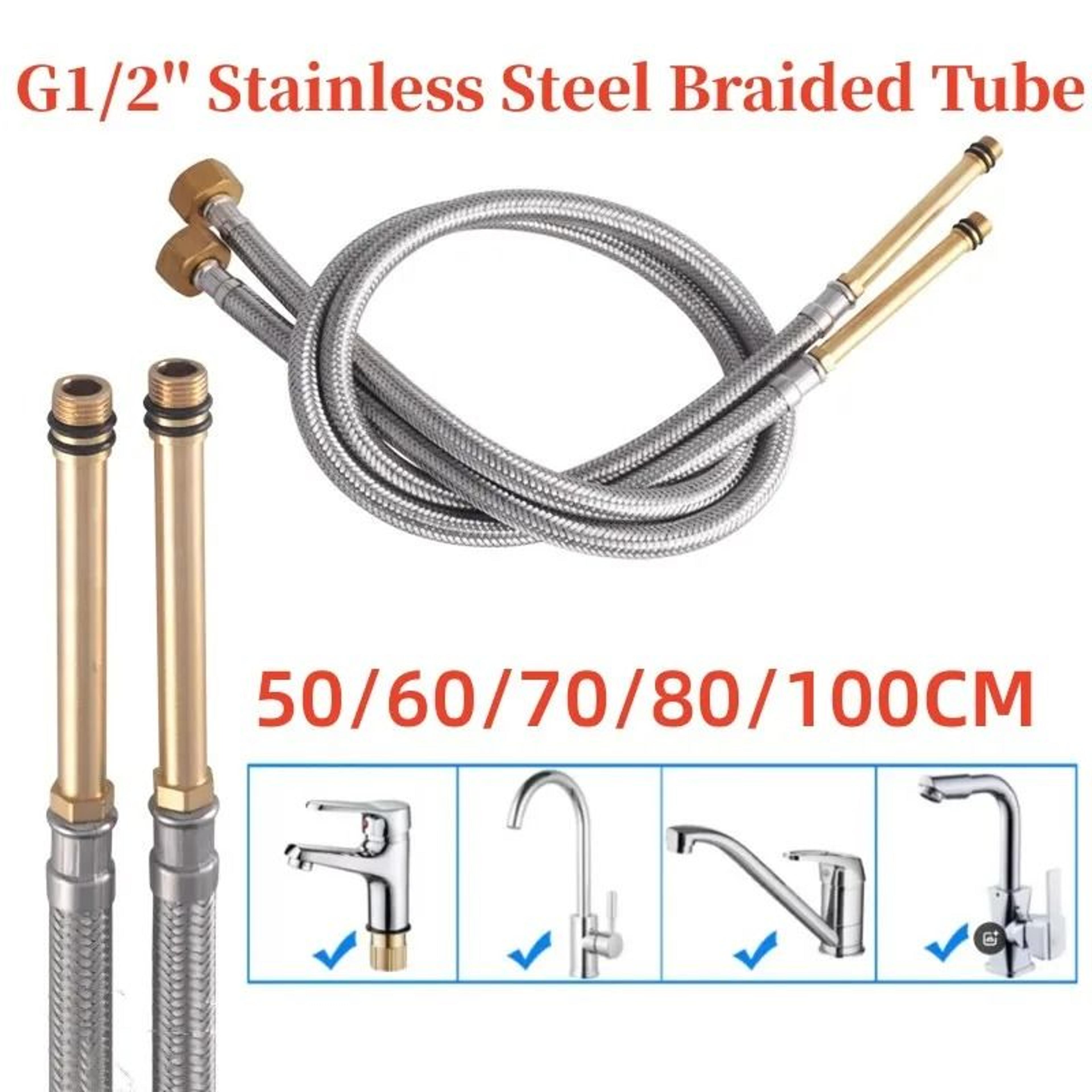 2-piece g1/2 stainless steel nylon braided flexible plumbing hose
