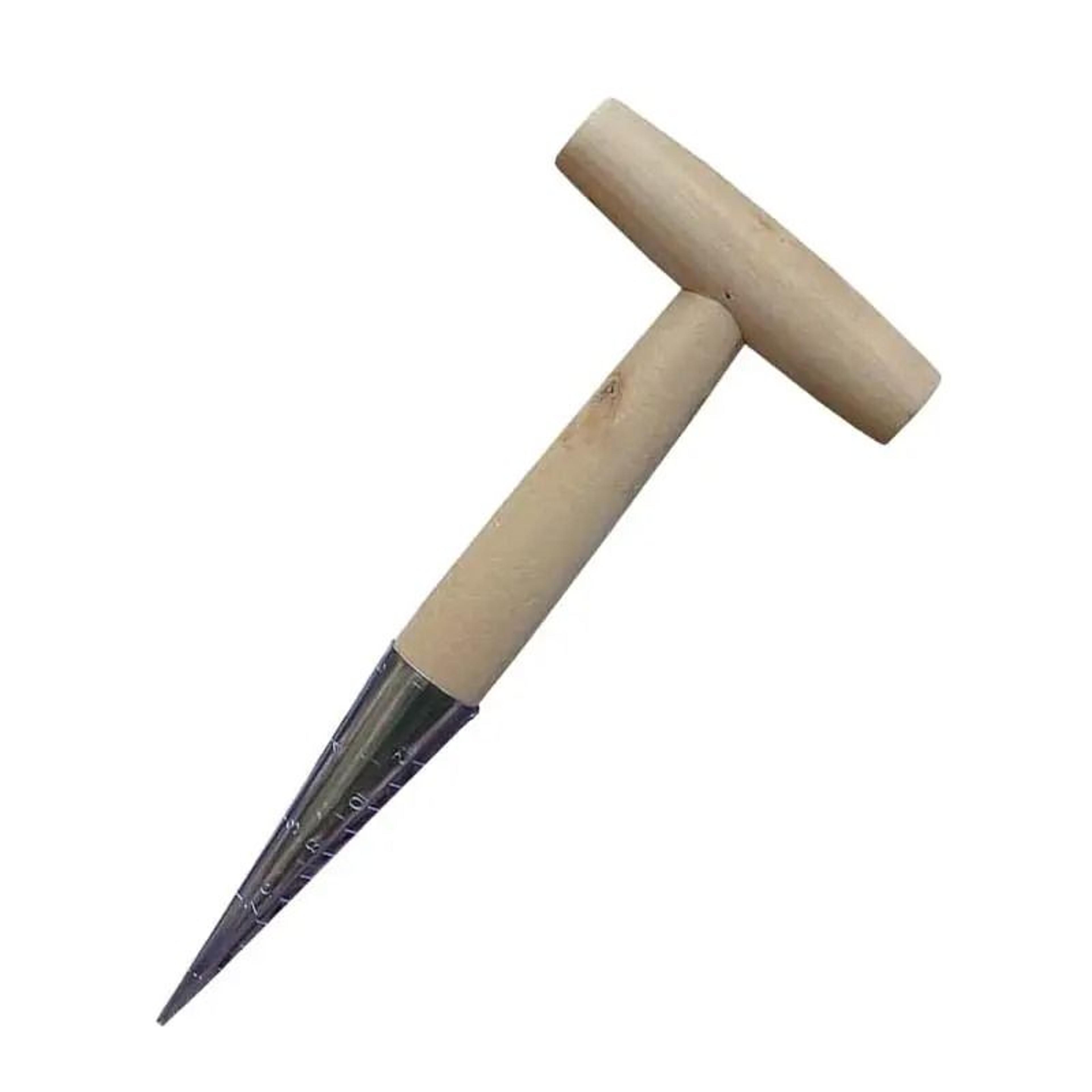 Wood Handle Garden Hole Puncher With Clear Depth Scale 1