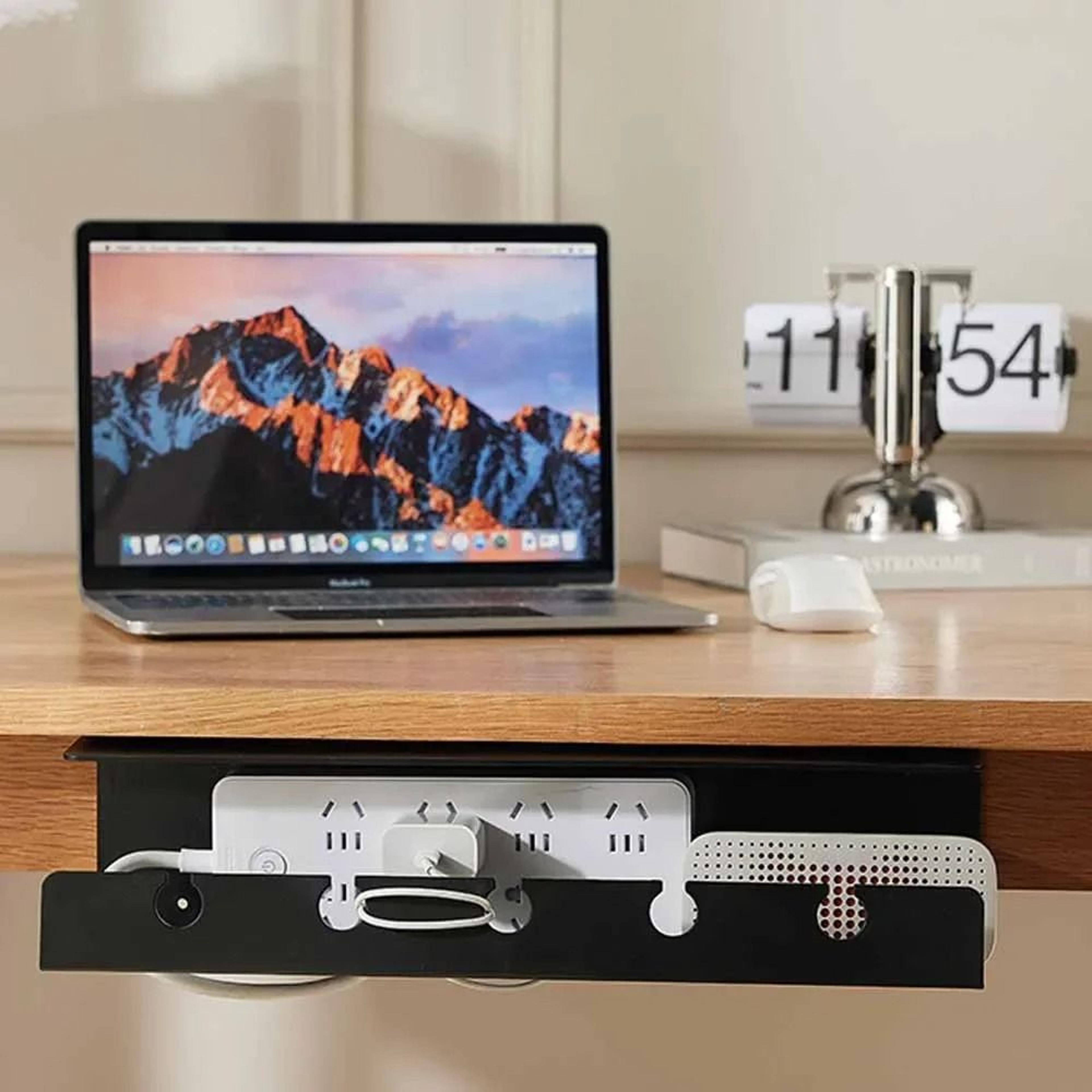 ClampOn Under Desk Cable Tray For Power Strips And Cords 7