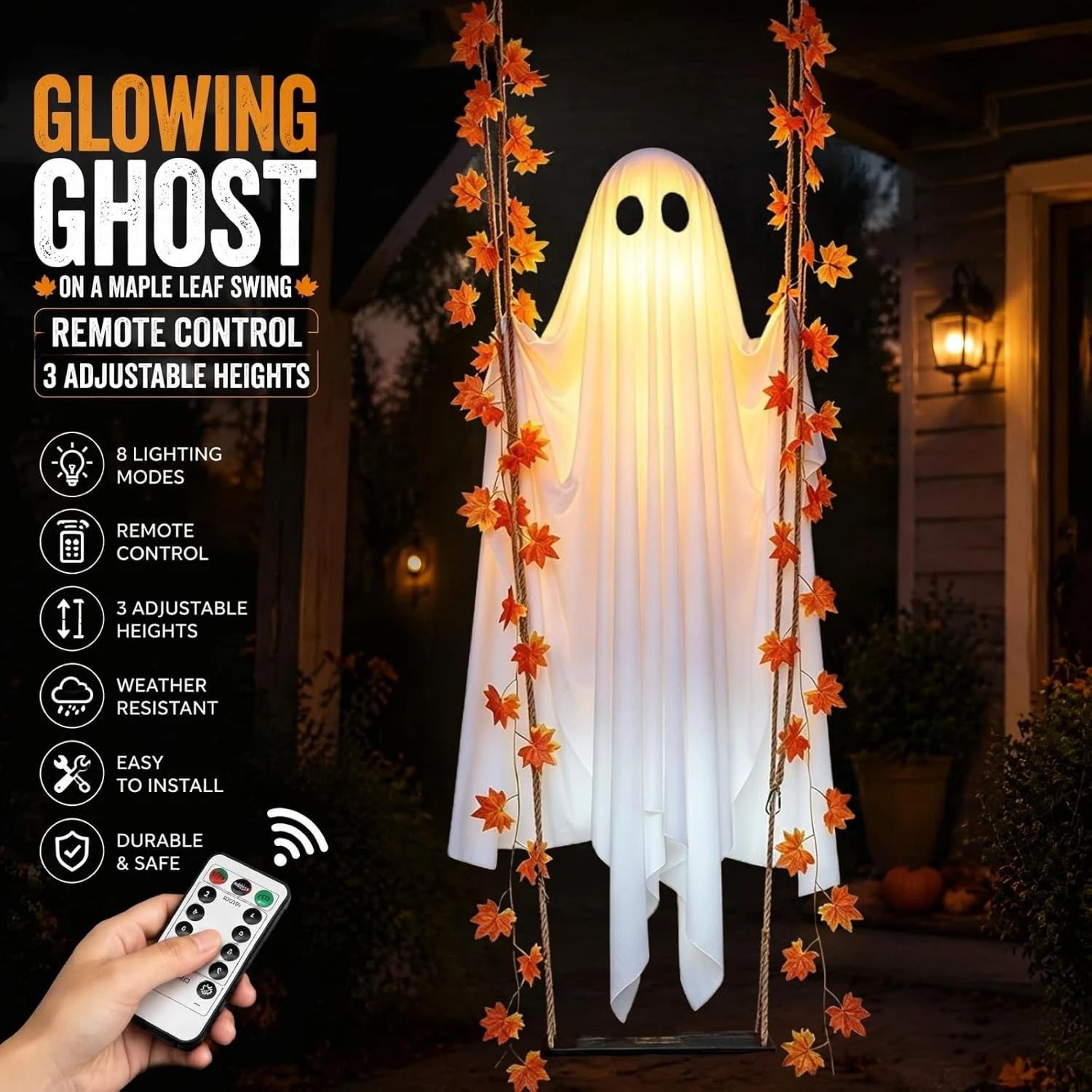 LED Hanging Swing Ghost With Remote Control For Halloween Yard Decor 7