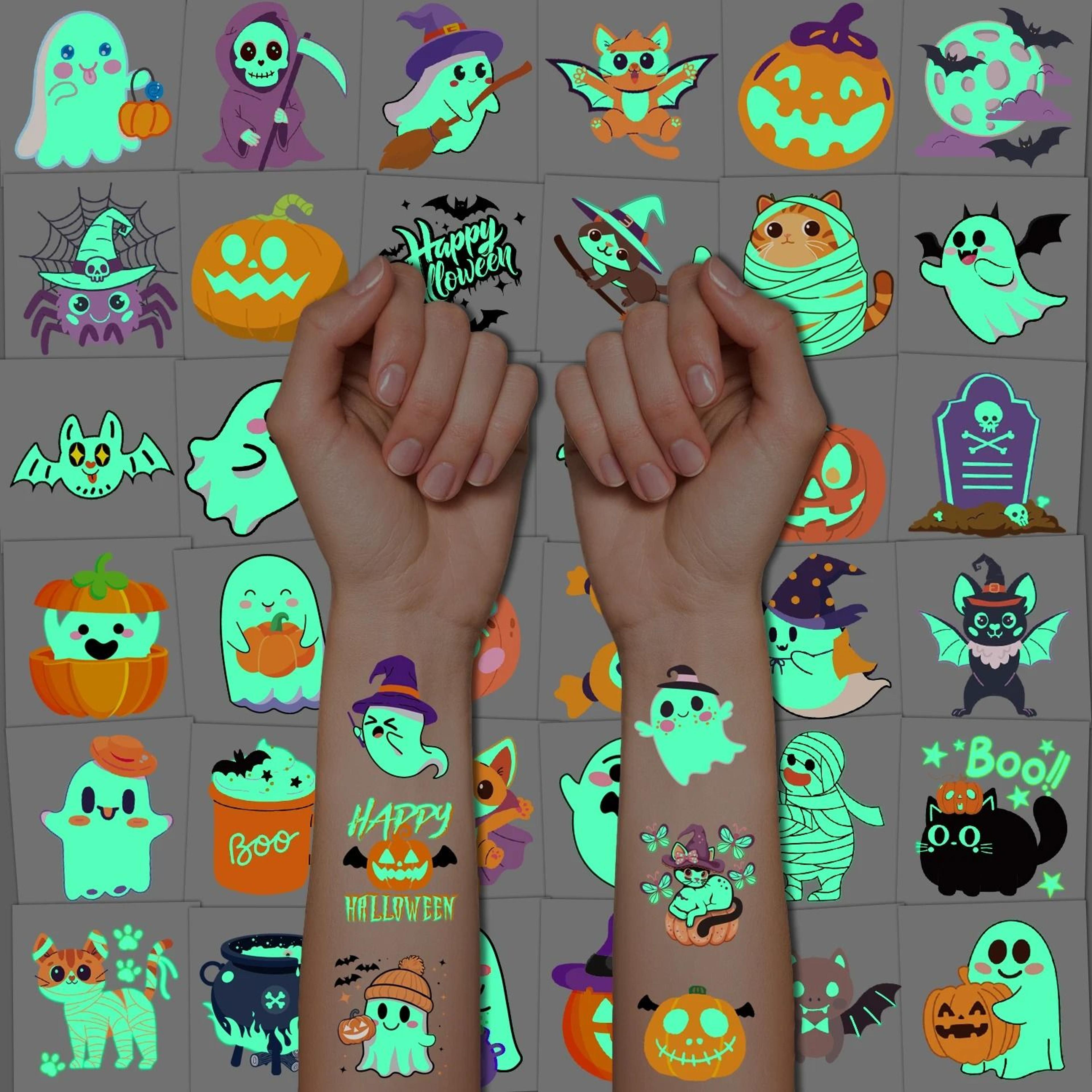 10-sheet glow-in-the-dark halloween temporary tattoo set for parties