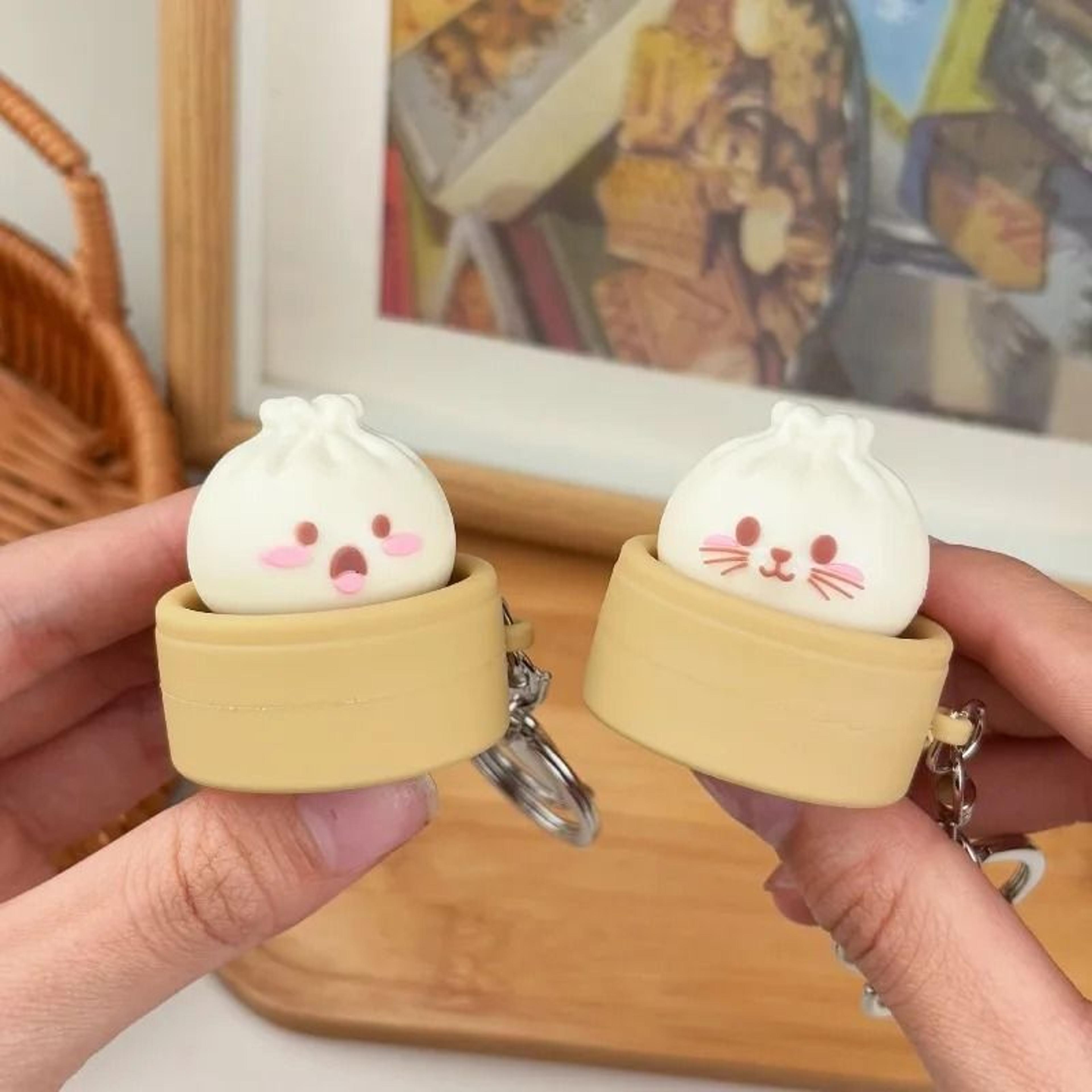 Steamed Bun Keyboard Fidget Keychain With Clicker Buttons And Bag Charm 6