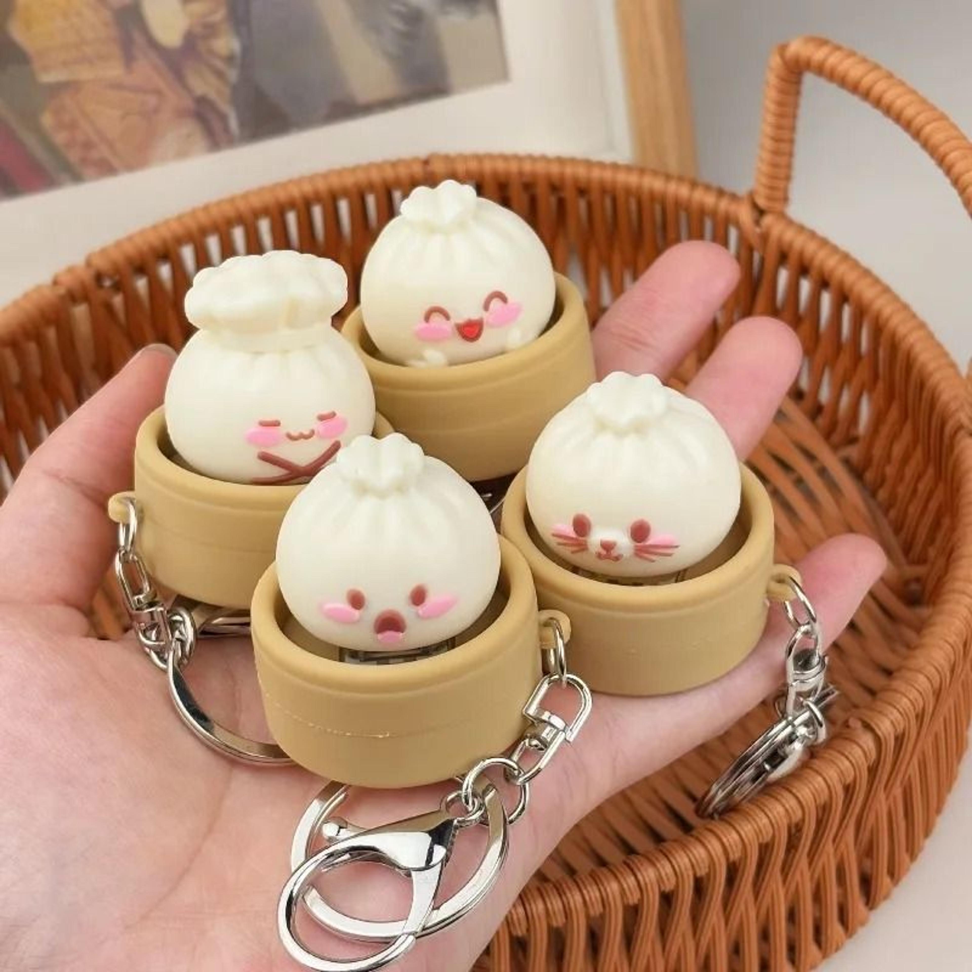 Steamed Bun Keyboard Fidget Keychain With Clicker Buttons And Bag Charm 5