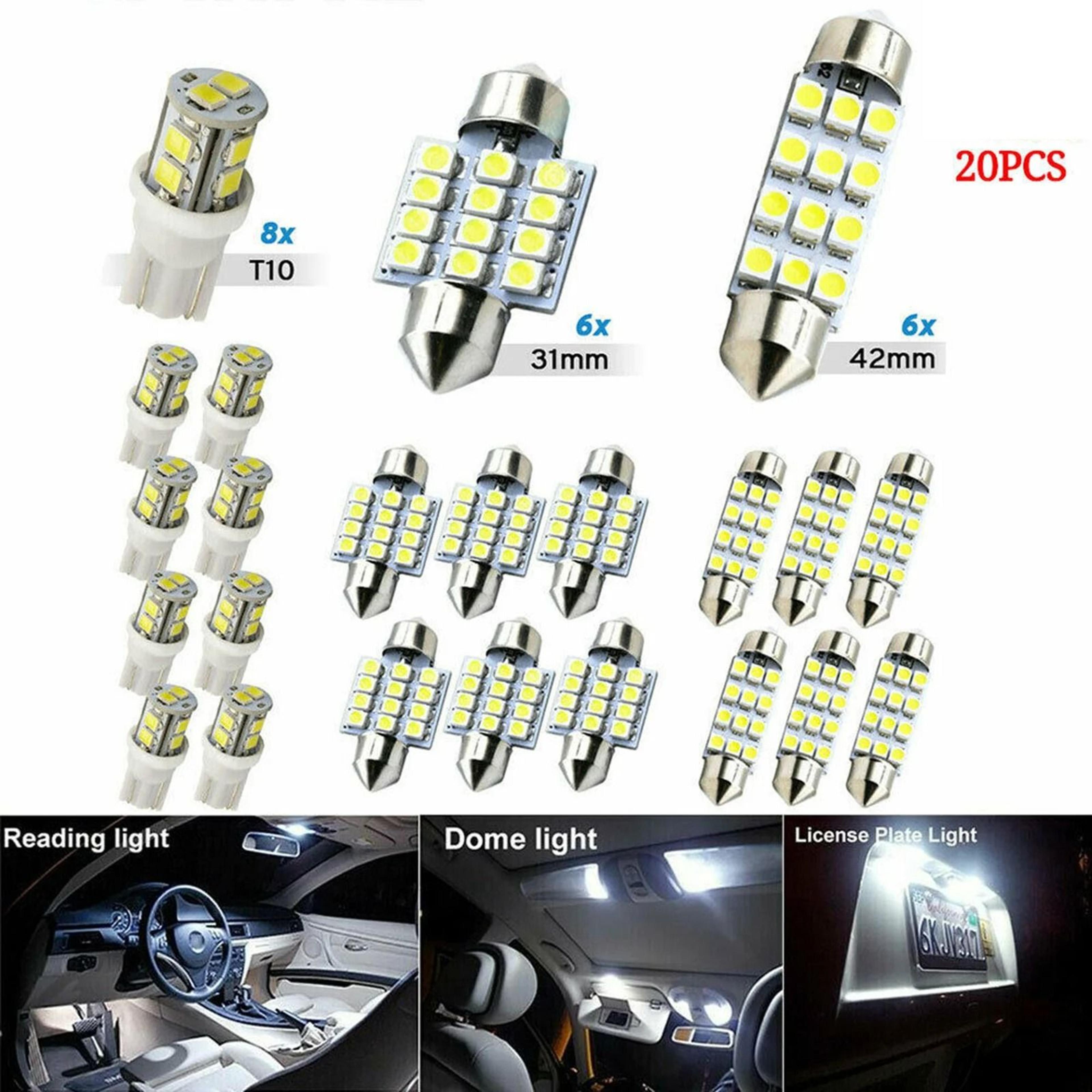 24-piece car interior led light kit for map dome trunk and license plate lights