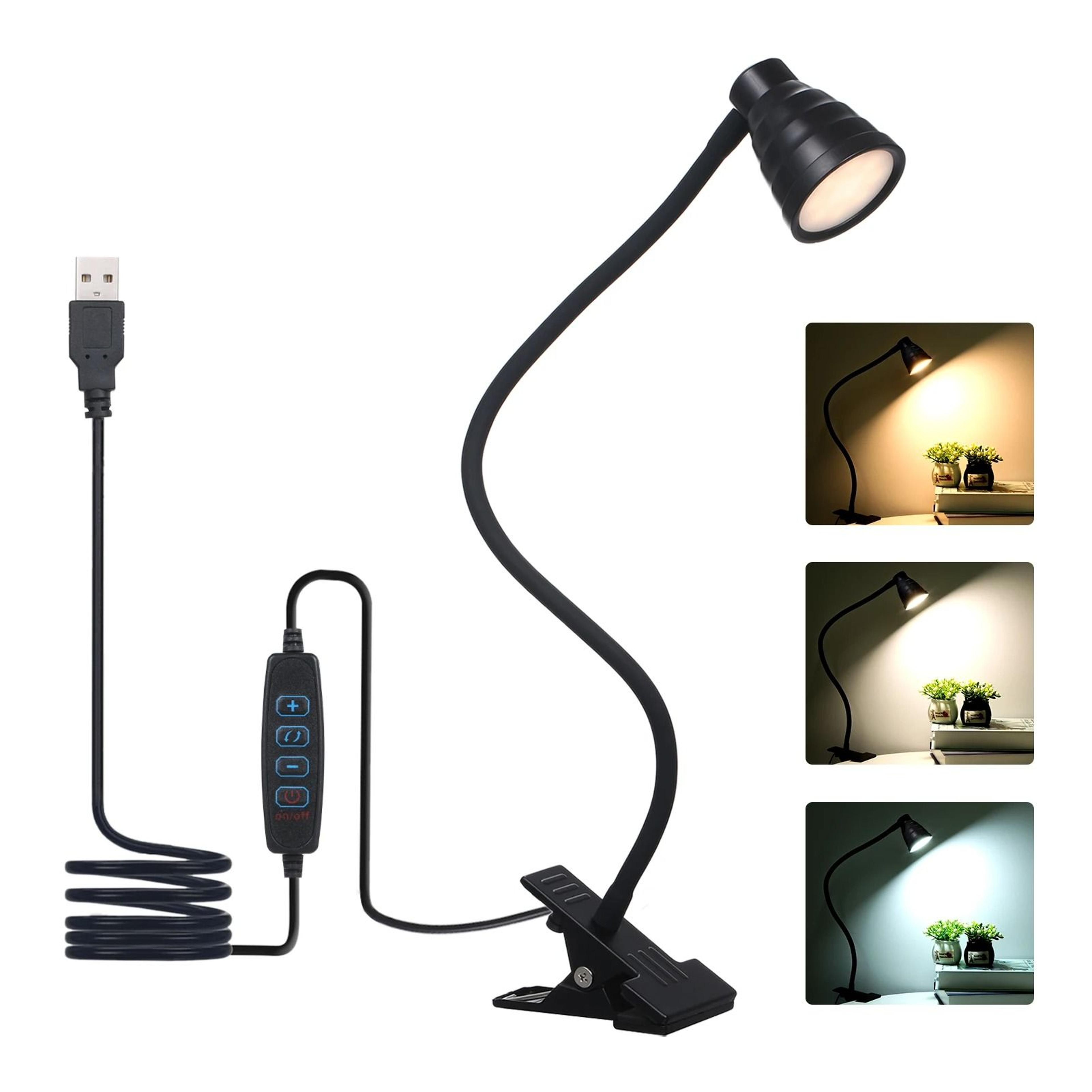 tomshine 5w led clip desk lamp with 24 leds, 3 color modes and 10 brightness levels