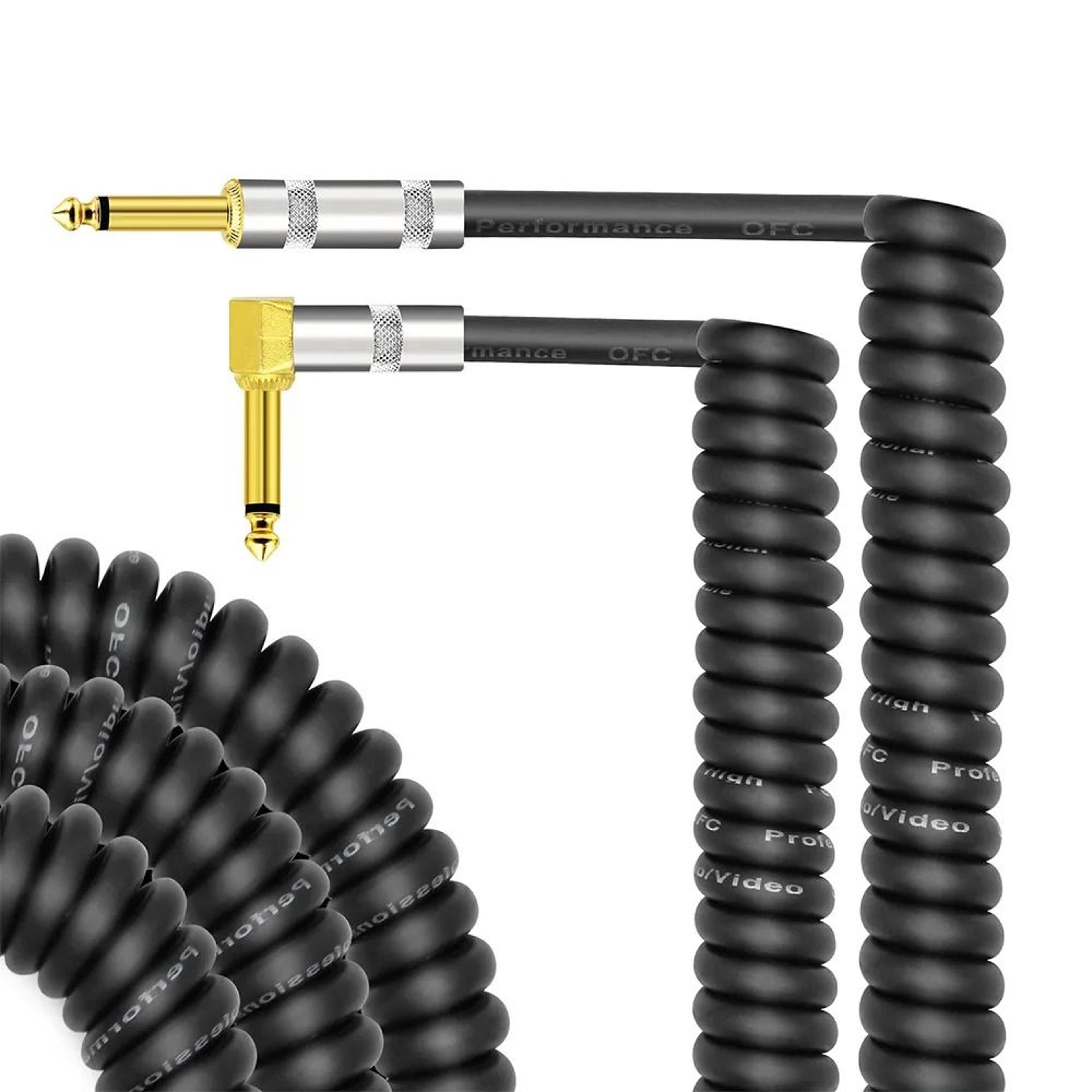 3M Coiled Guitar Cable 14 Inch TS Straight To RightAngle Instrument Cord 1