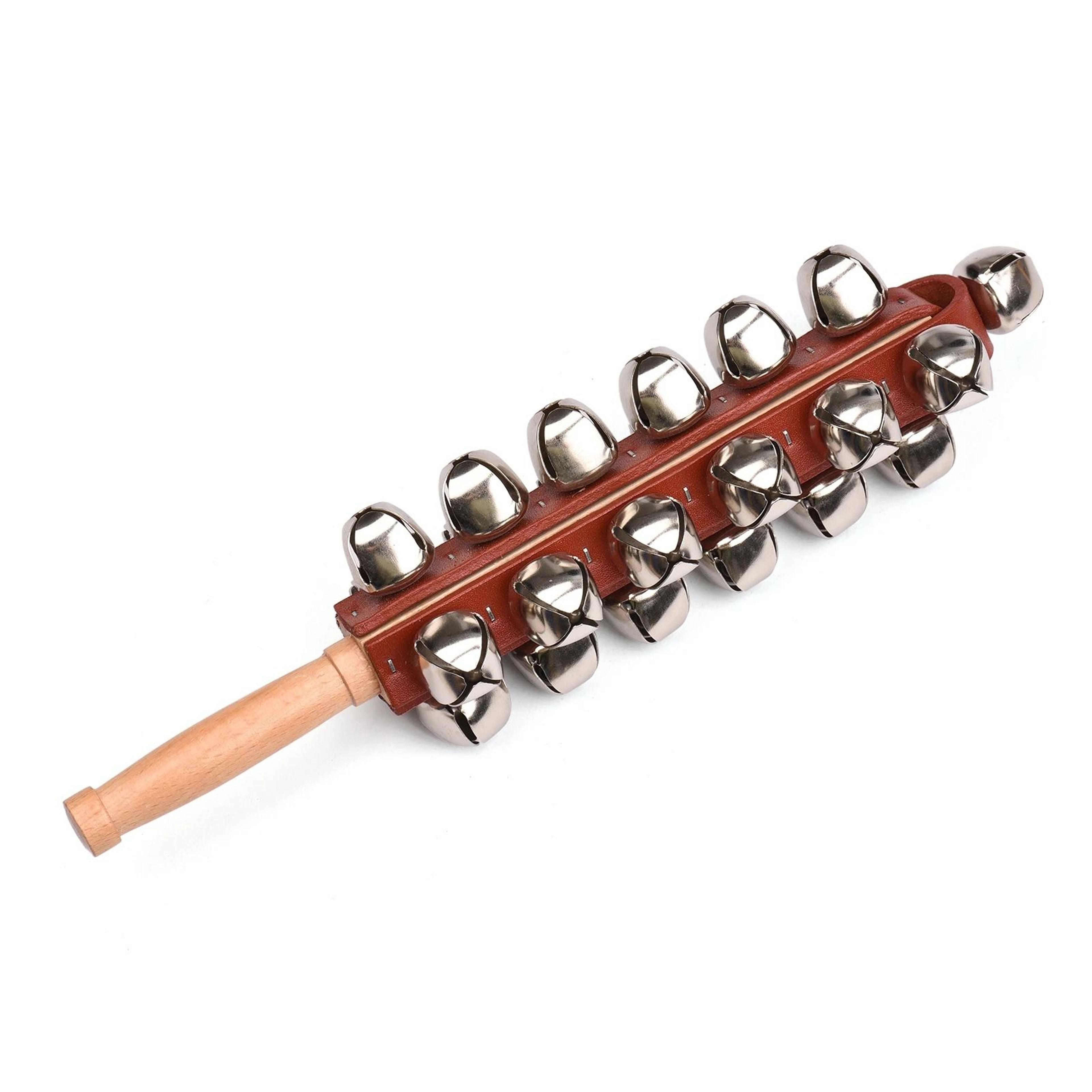 25-bell hand jingle bell shaker wooden sleigh bell stick percussion instrument
