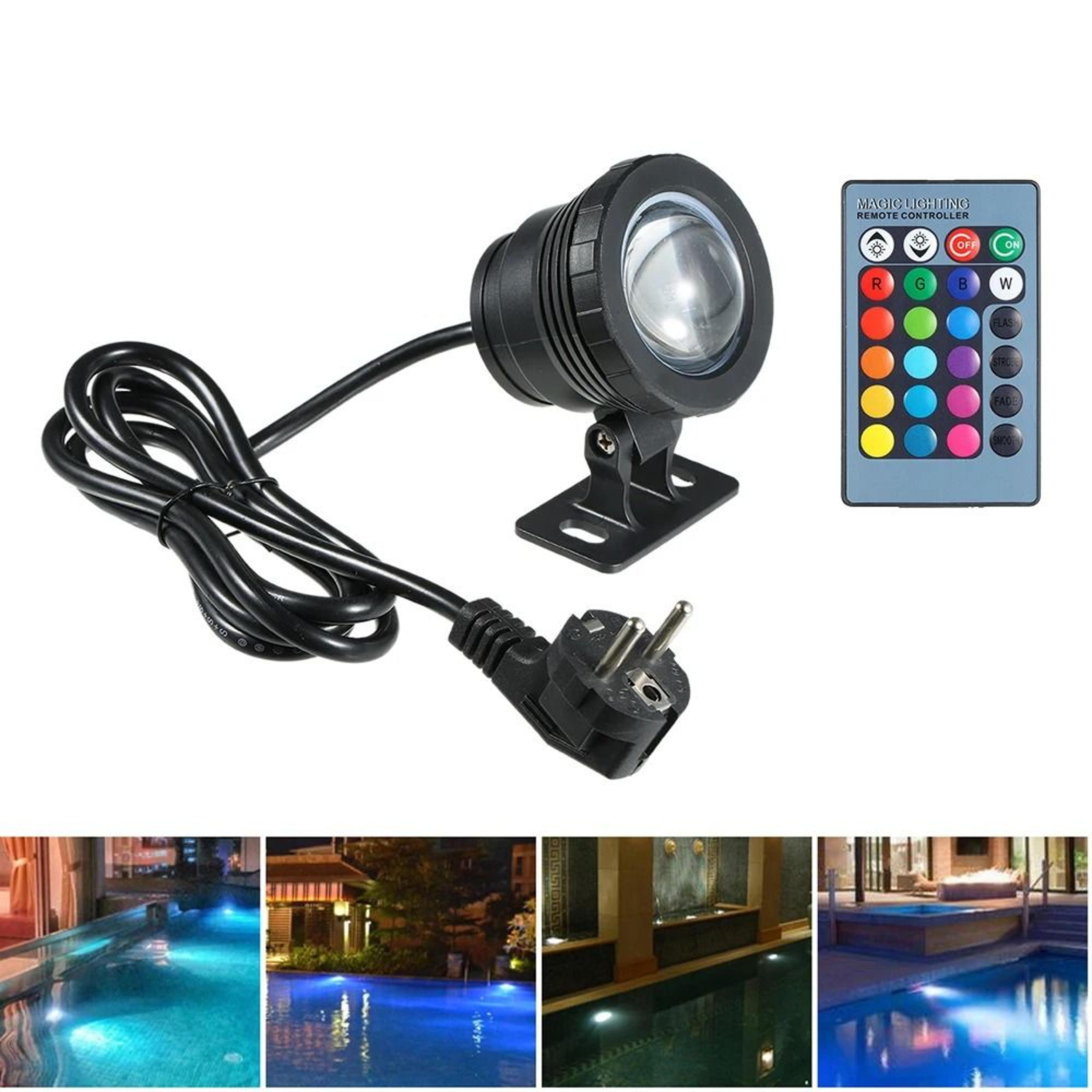 16-color rgb underwater light with remote control ip68 submersible pool lamp