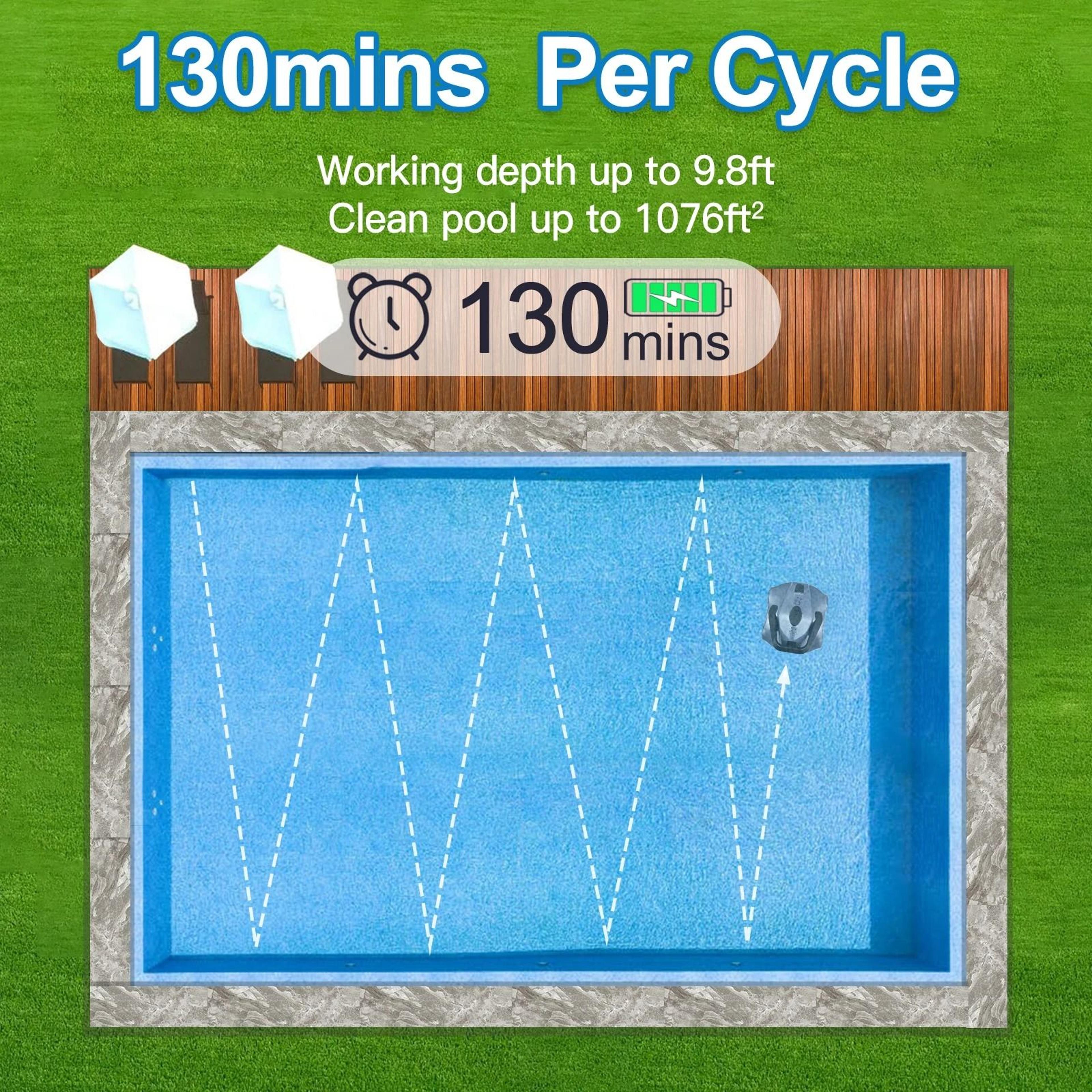 Cordless Robotic Pool Cleaner 120Min Automatic Vacuum With SelfParking For Flat Pools 3