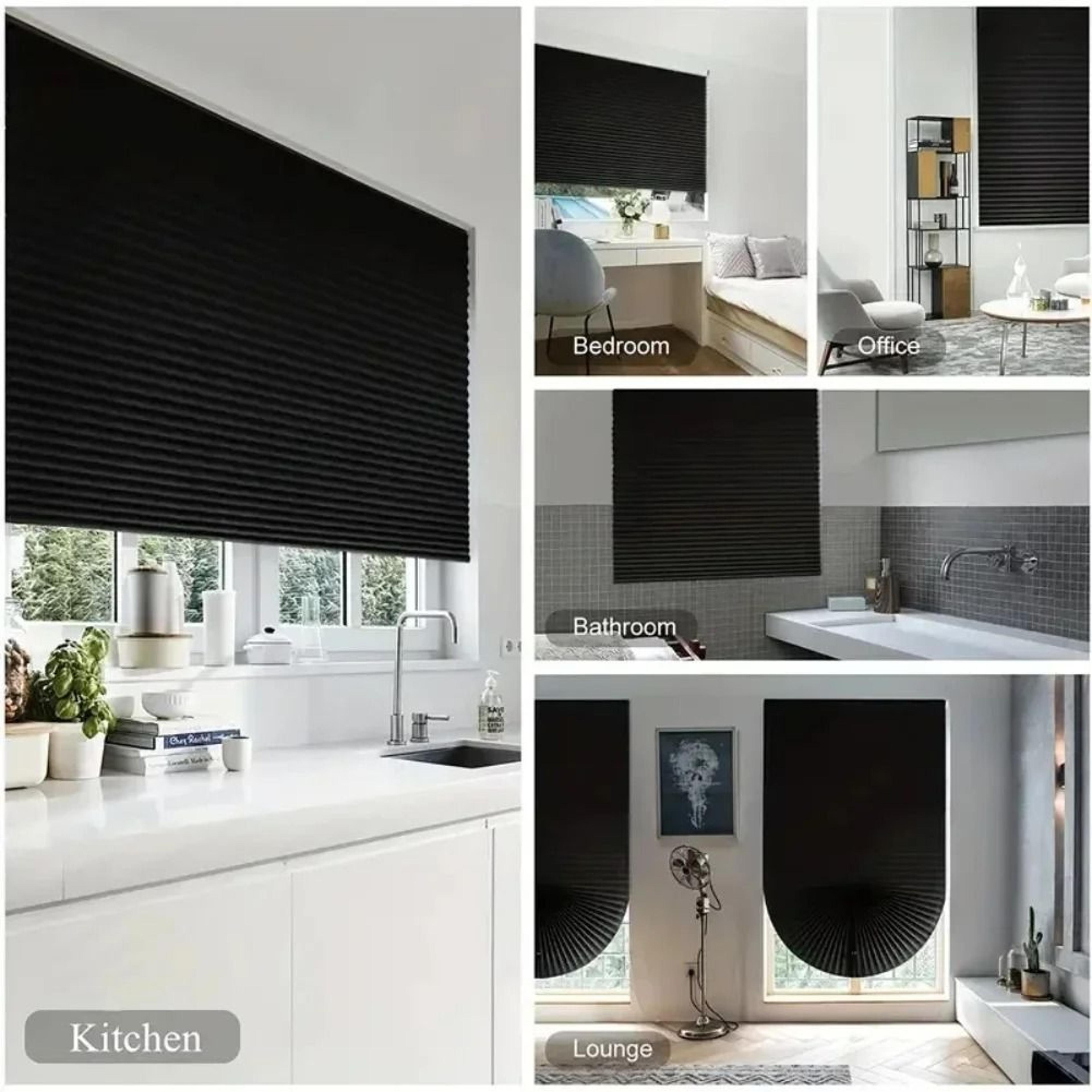 SelfAdhesive Blackout Pleated Window Shade NoDrill NonWoven Curtain For Home 2