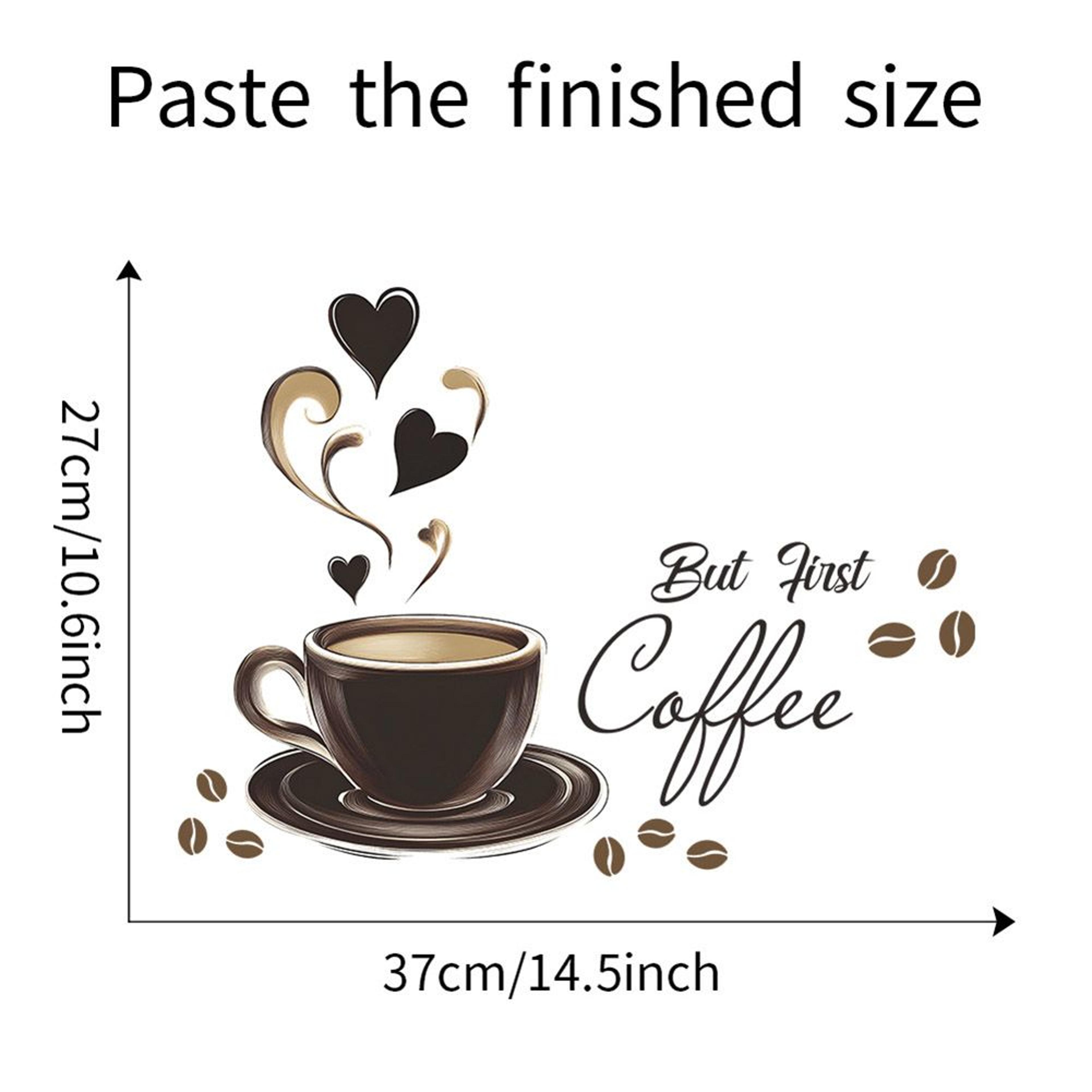 30x20cm Coffee Cup Wall Sticker Brown Cafe Kitchen Wall Decor 5