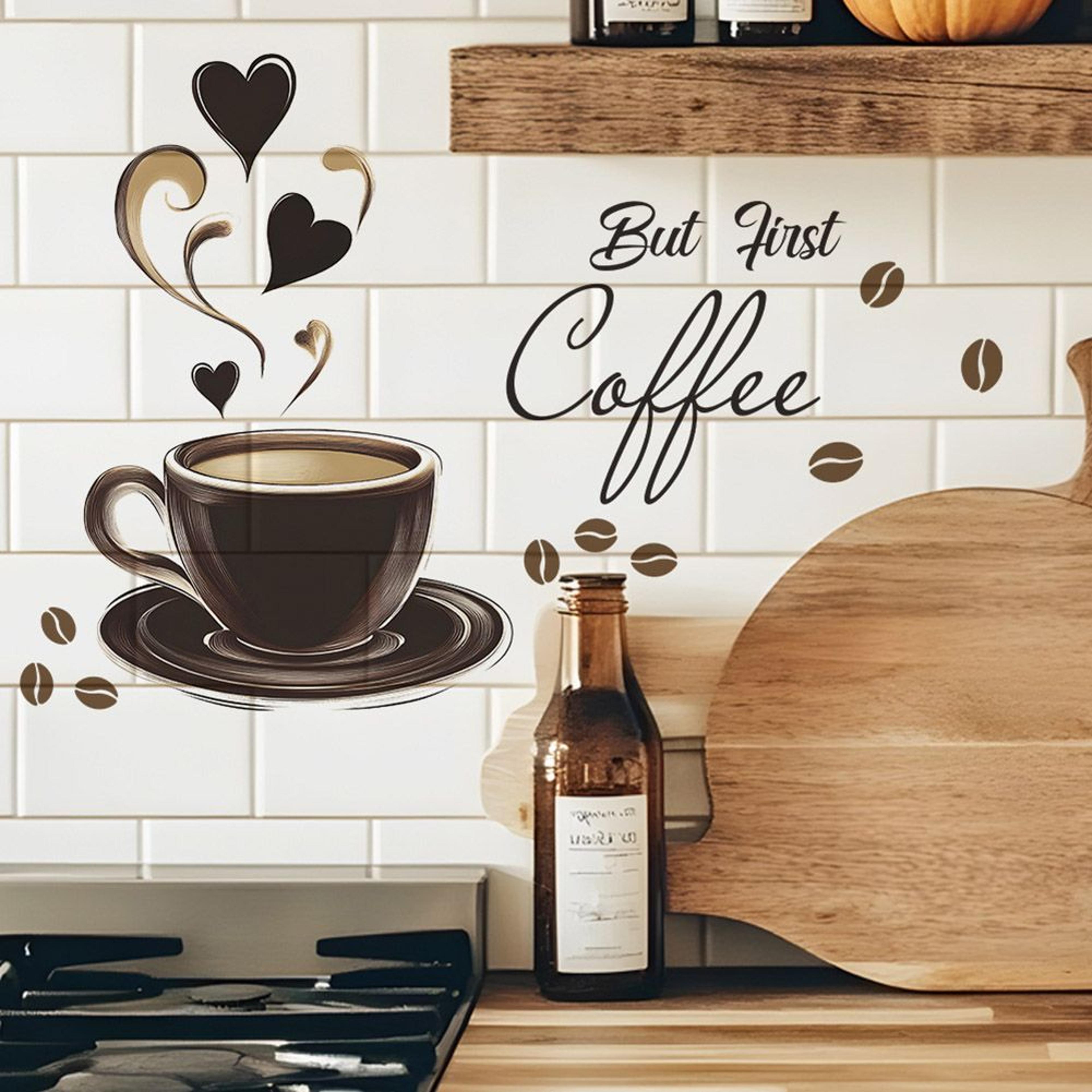 30x20cm Coffee Cup Wall Sticker Brown Cafe Kitchen Wall Decor 4