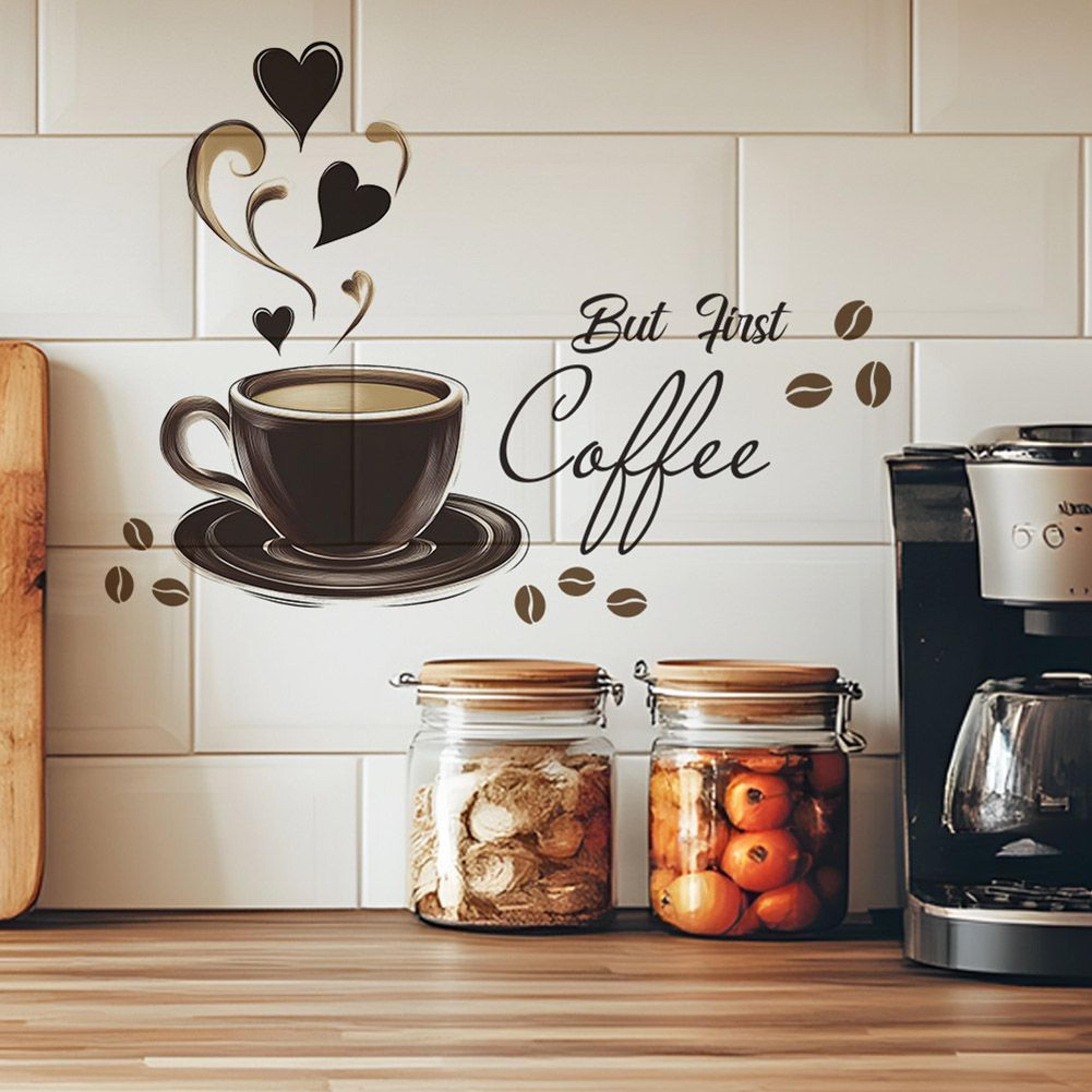 30x20cm Coffee Cup Wall Sticker Brown Cafe Kitchen Wall Decor 1