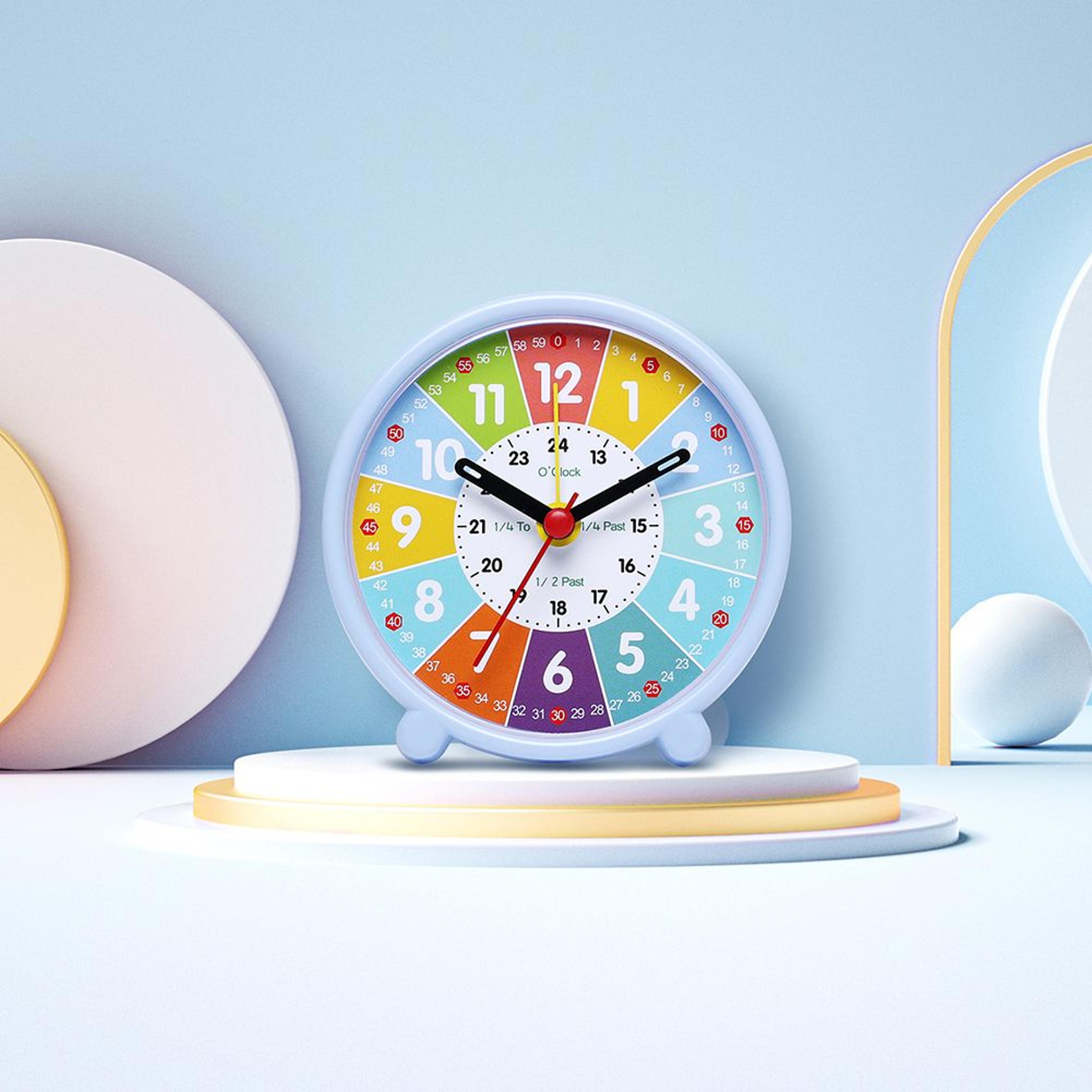 Silent Kids Alarm Clock Colorful Learning Clock For Bedside And Study Desk 0