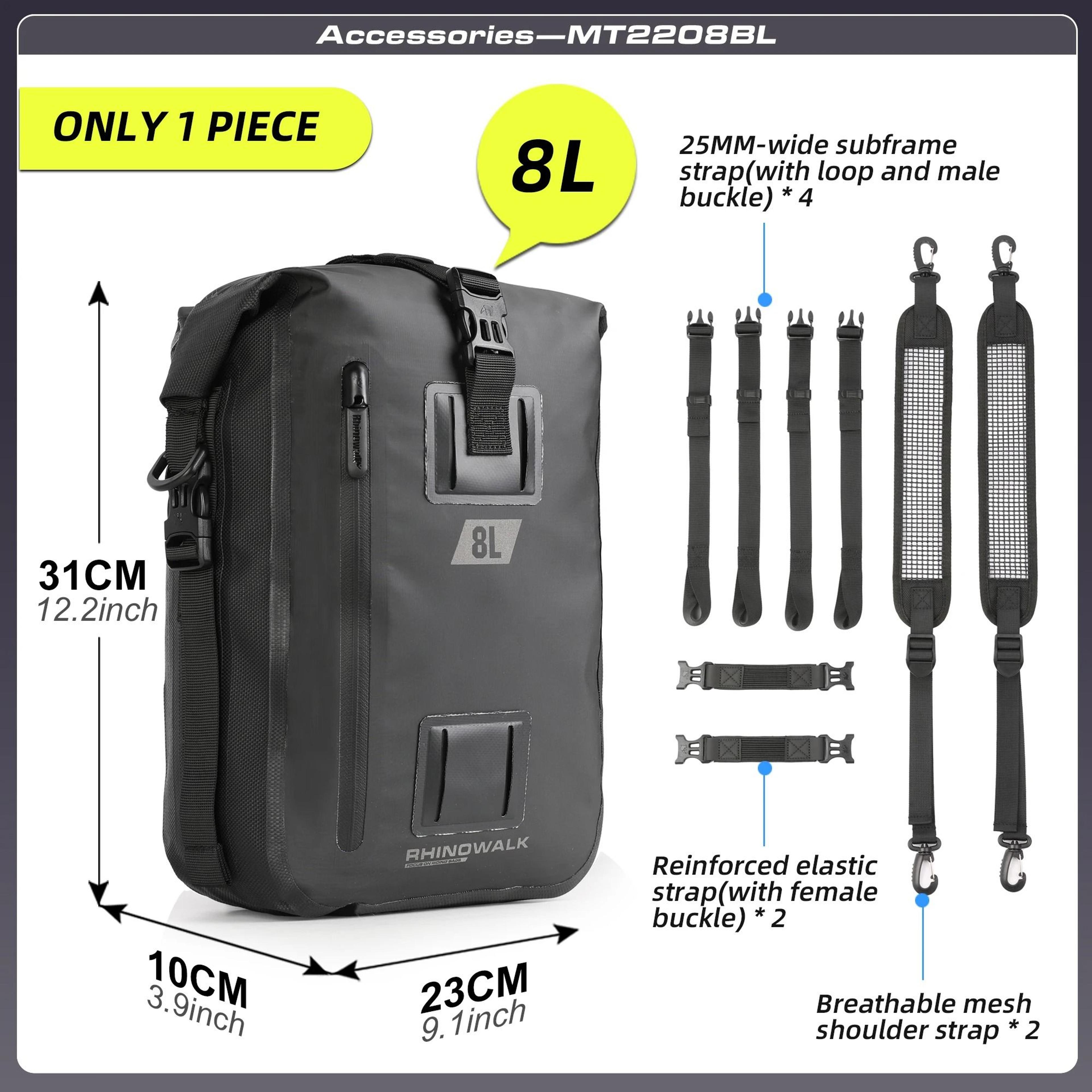 Waterproof Motorcycle Tail Bag 8L 15L 30L Modular Rear Seat Storage 1