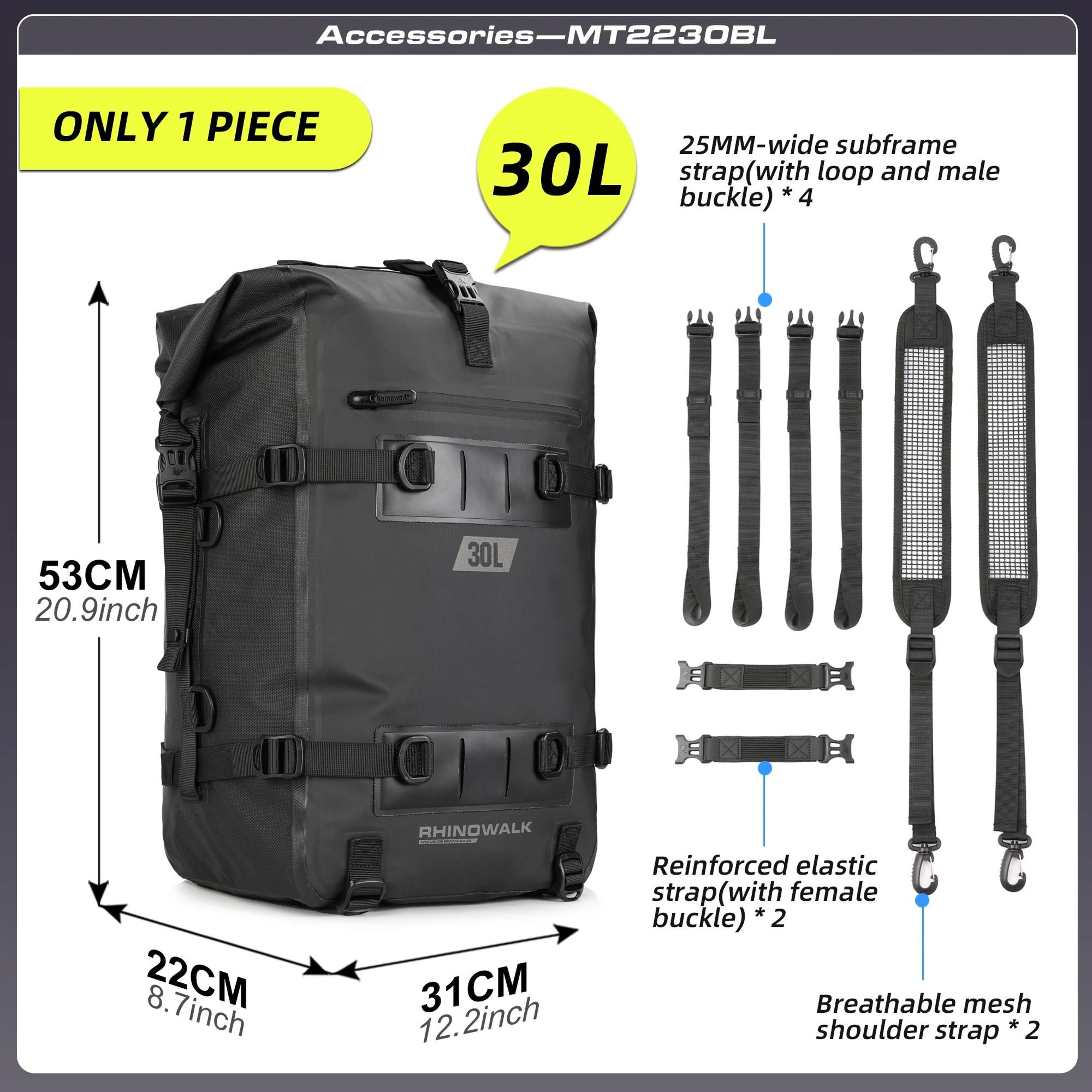 Waterproof Motorcycle Tail Bag 8L 15L 30L Modular Rear Seat Storage 5