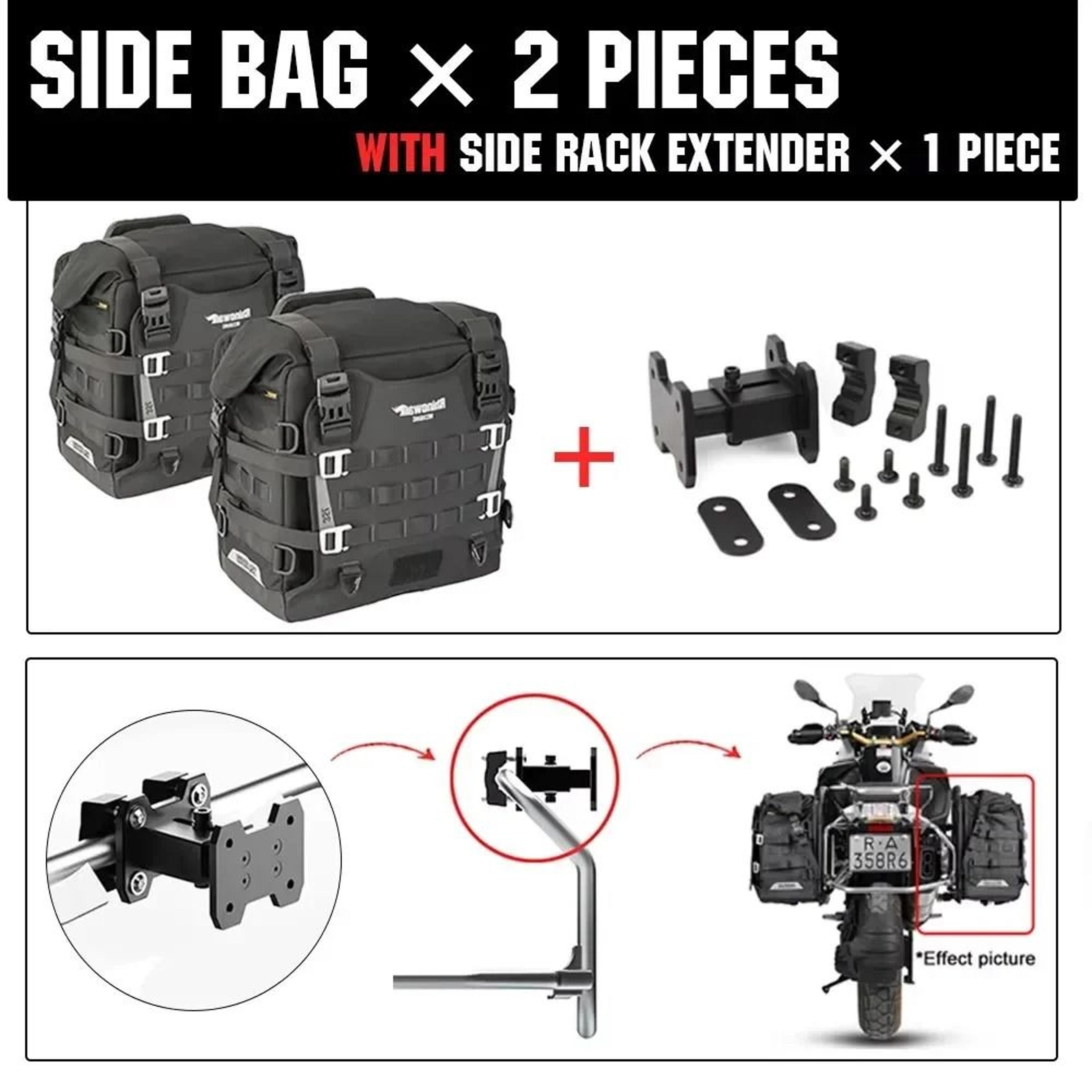 35L Waterproof Motorcycle Pannier QuickRelease Side Bag With MOLLE Storage 5