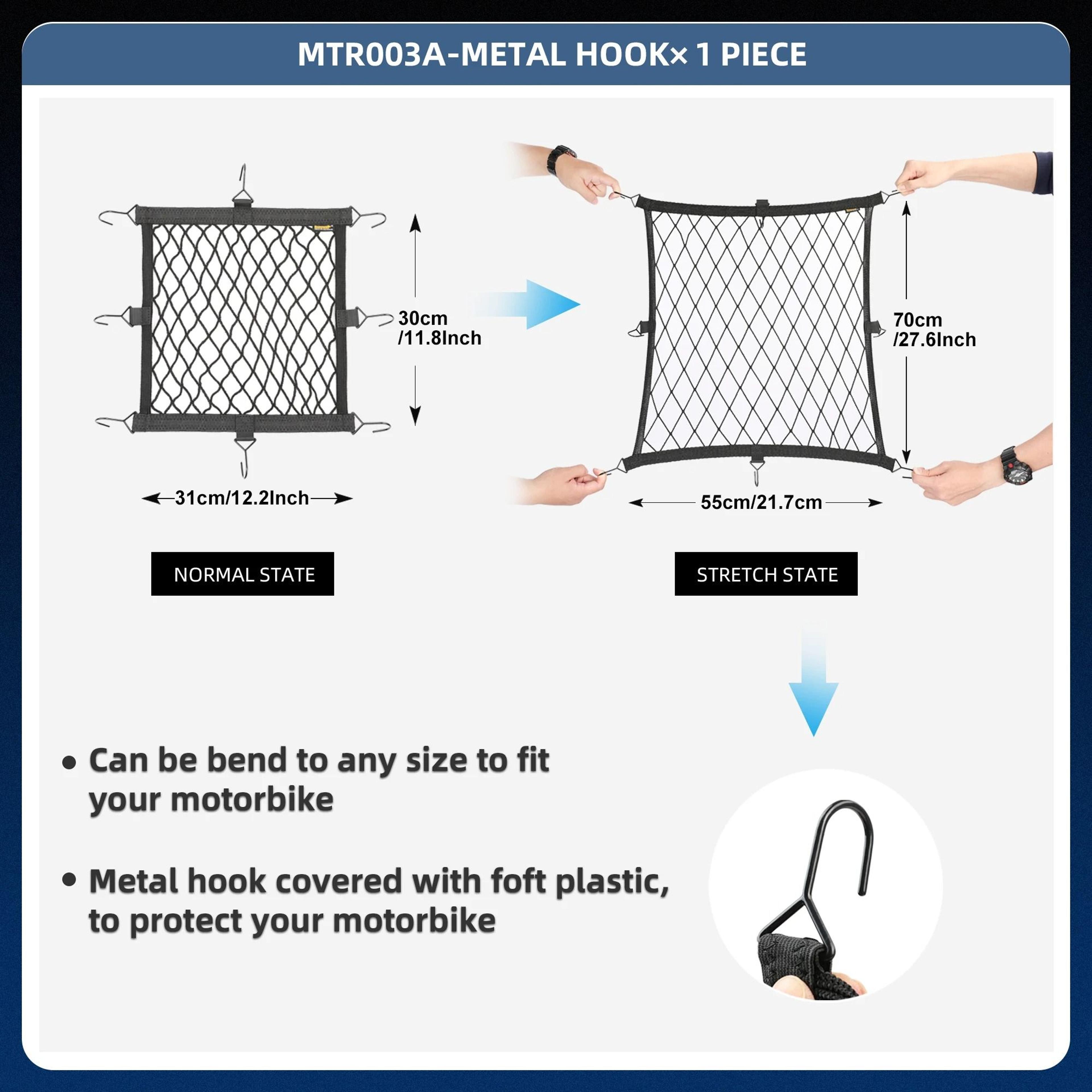 8Hook Motorcycle Helmet Cargo Net Stretch Mesh Luggage Holder 1