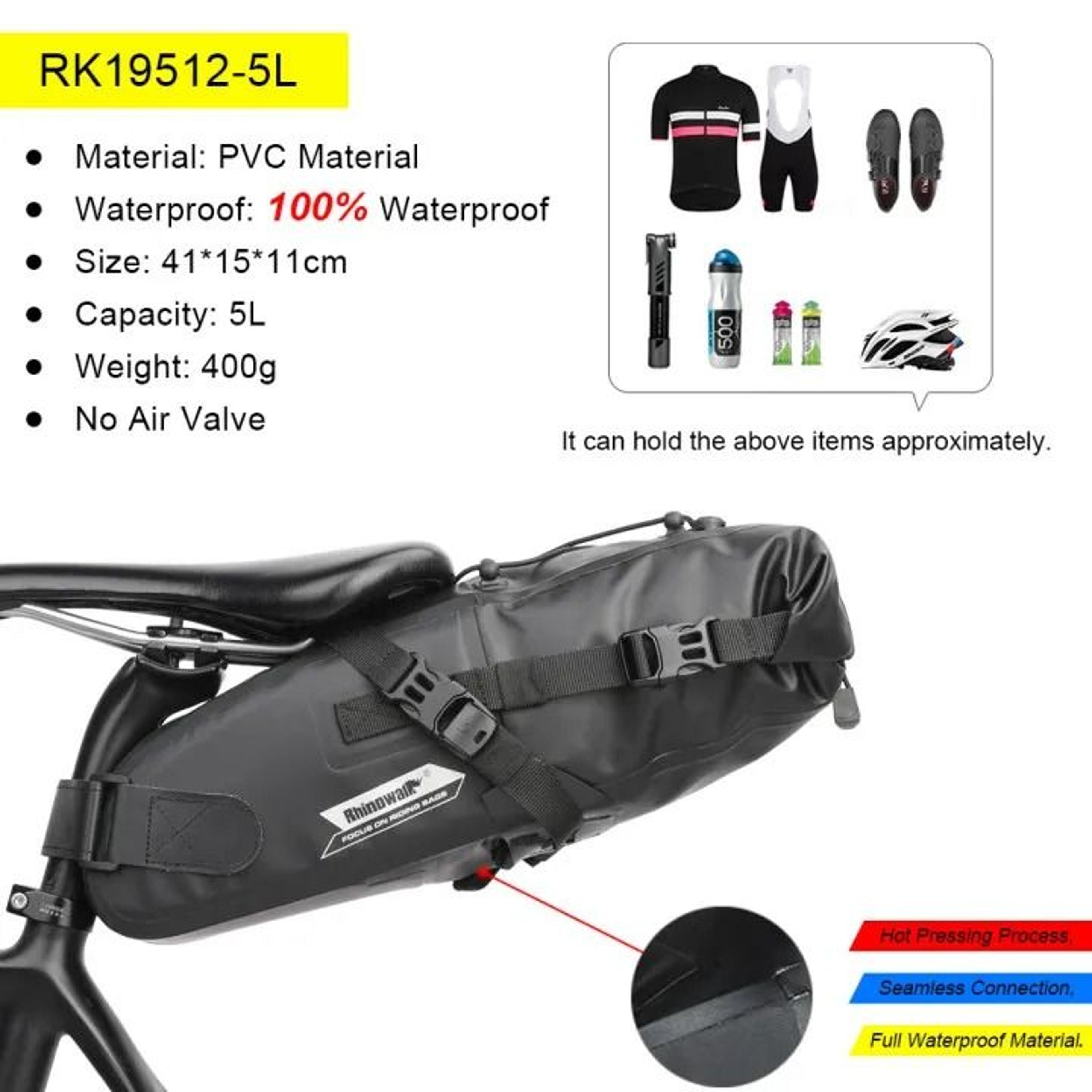 5L13L Waterproof Bike Saddle Bag Large Capacity Cycling Seat Pack 4