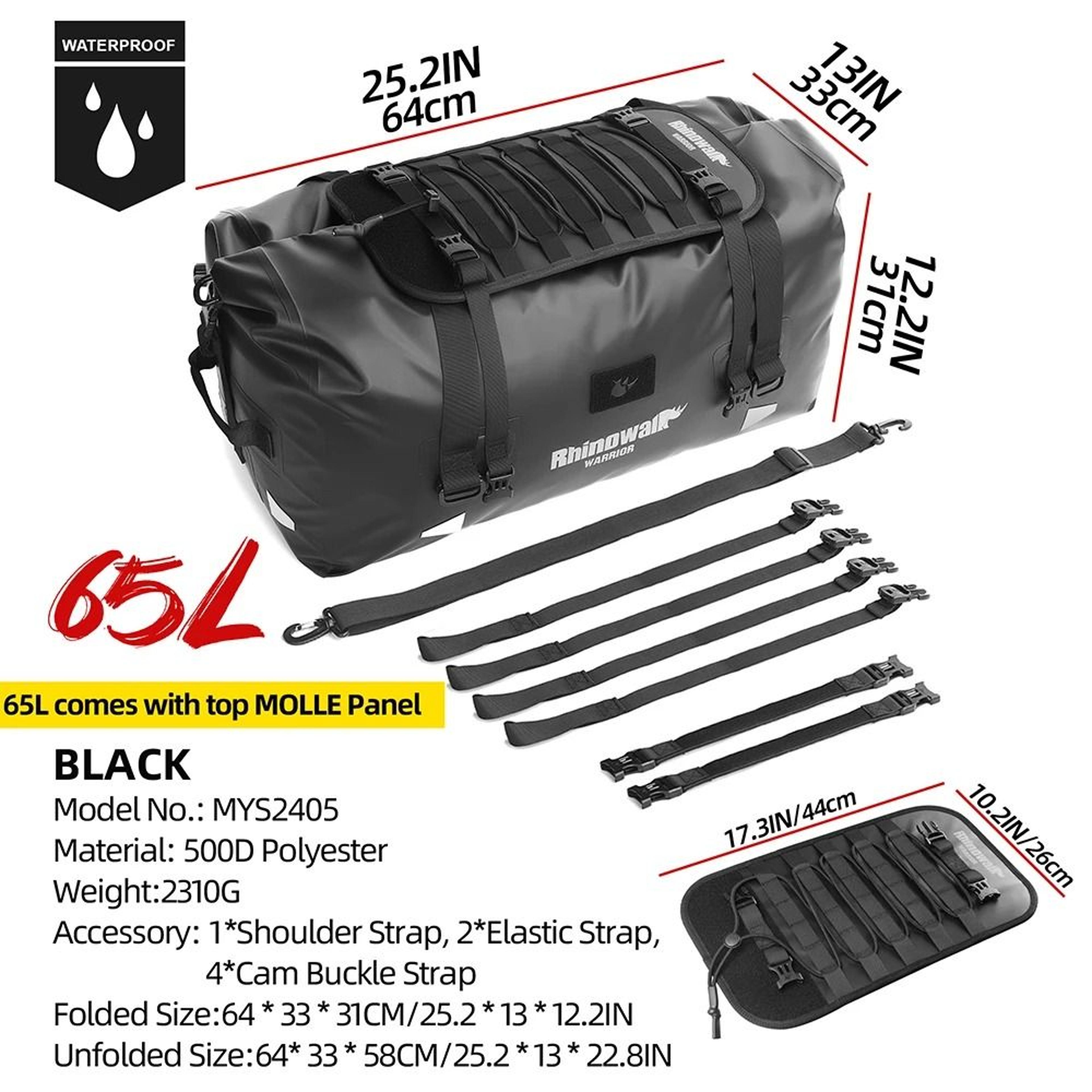 20L65L Waterproof Motorcycle Tail Bag With MOLLE Expansion 3