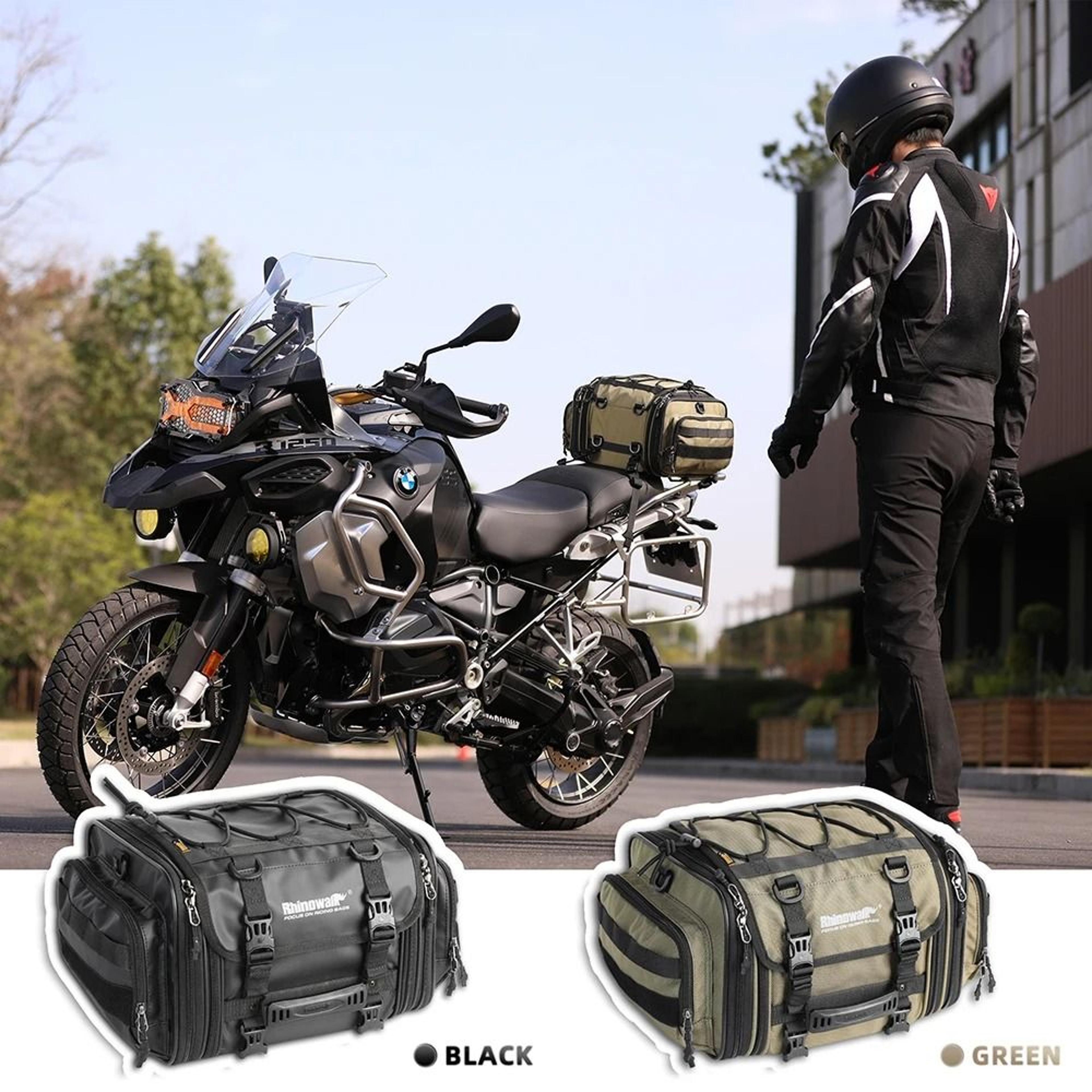 expandable motorcycle tail bag 19l–60l rear seat travel luggage