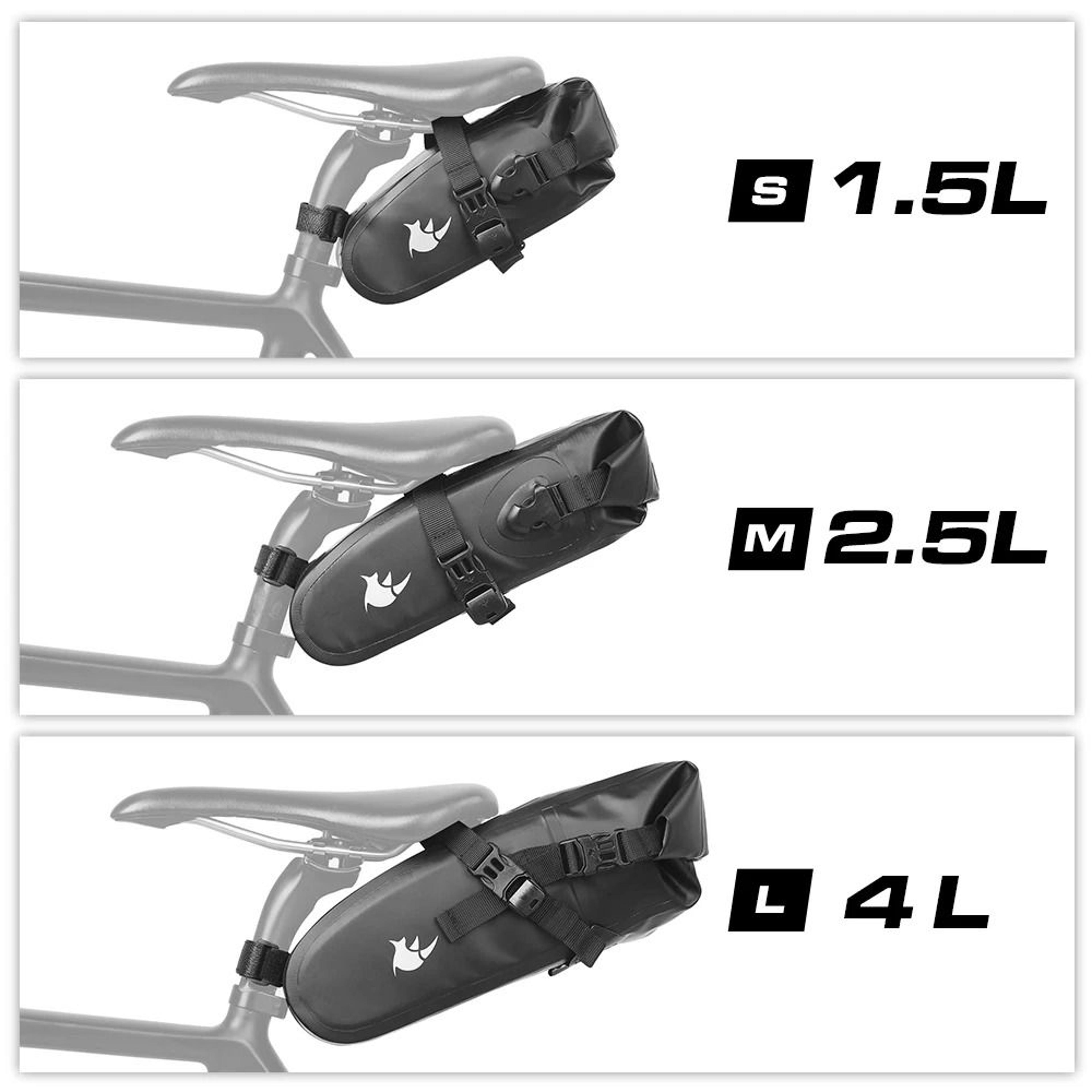 15L4L Waterproof Bike Saddle Bag RollTop Rear Storage Pack 5