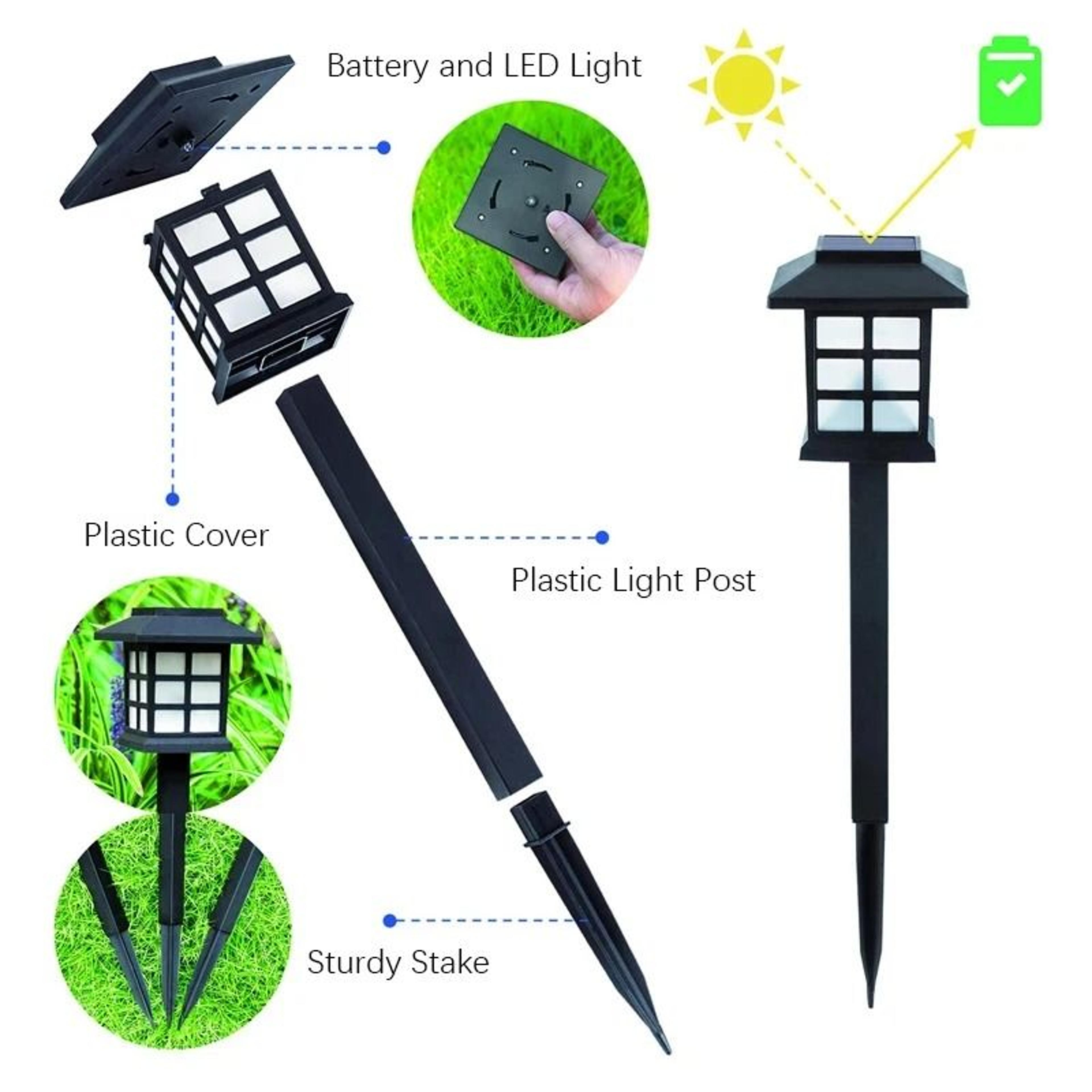 8Pack Solar Pathway Lights Waterproof LED Garden Stake Set 3
