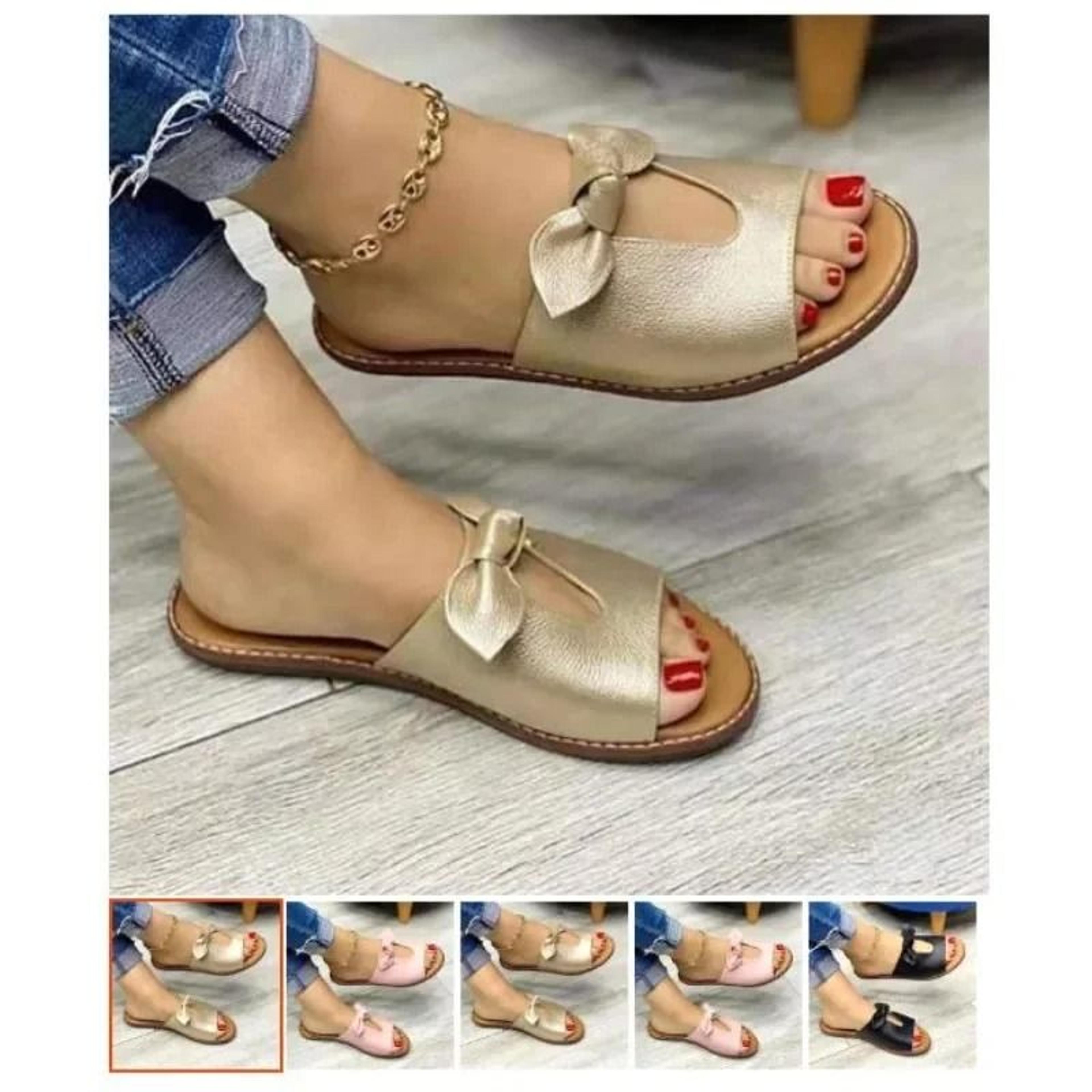 womens butterfly knot sandals casual flat summer beach slides