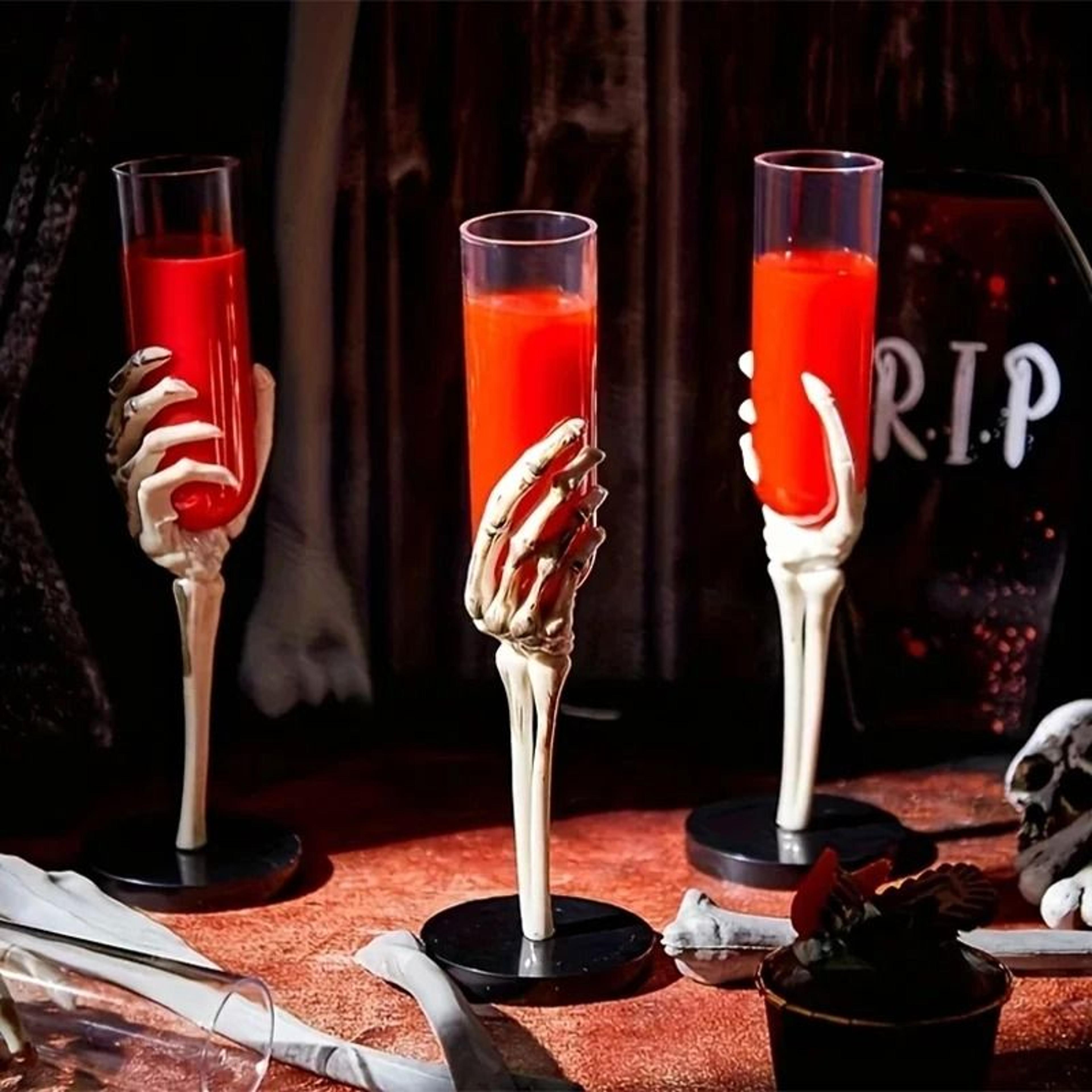 skeleton hand halloween champagne flutes gothic plastic party cups