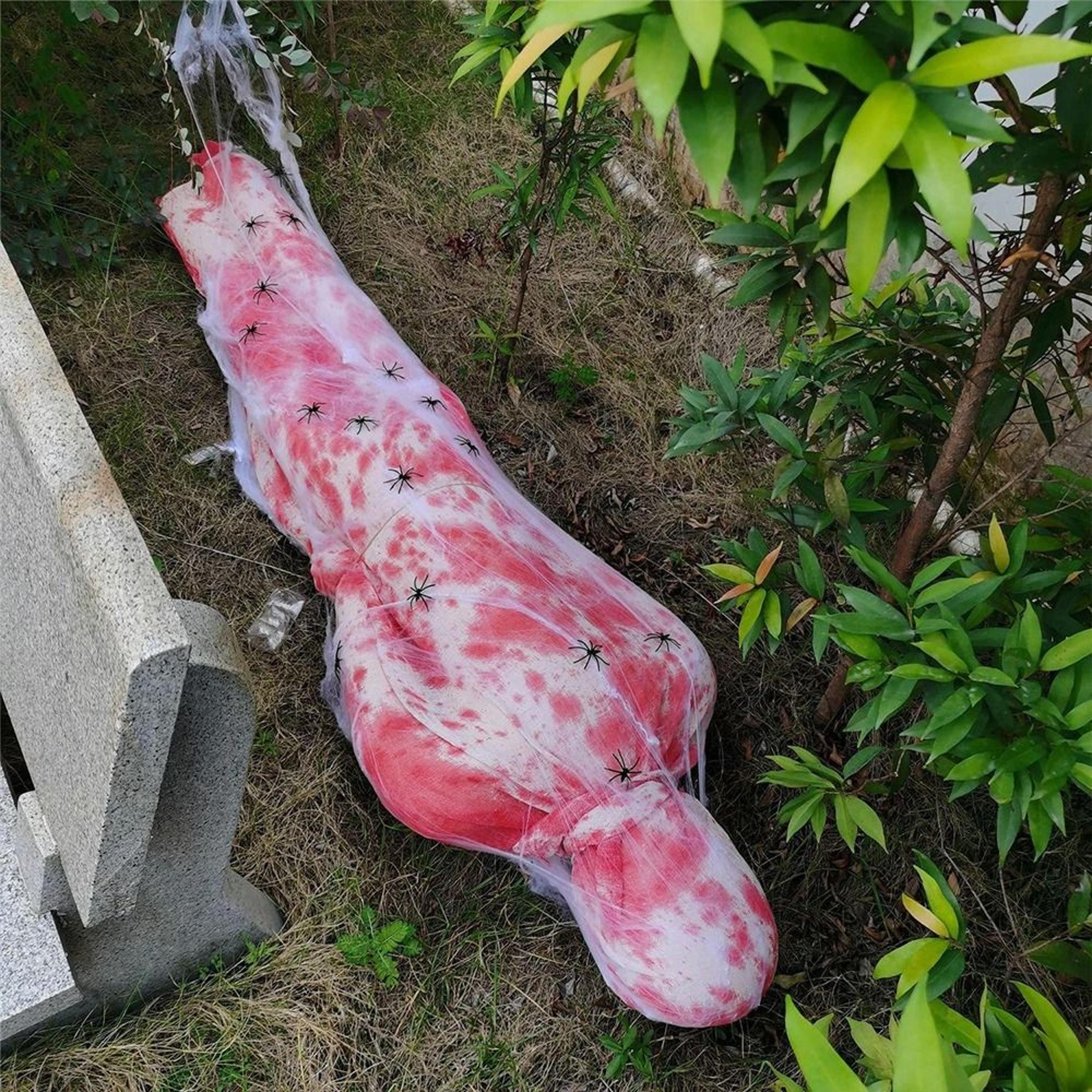 59Inch Hanging Cocoon Corpse Prop With LED String Lights 3