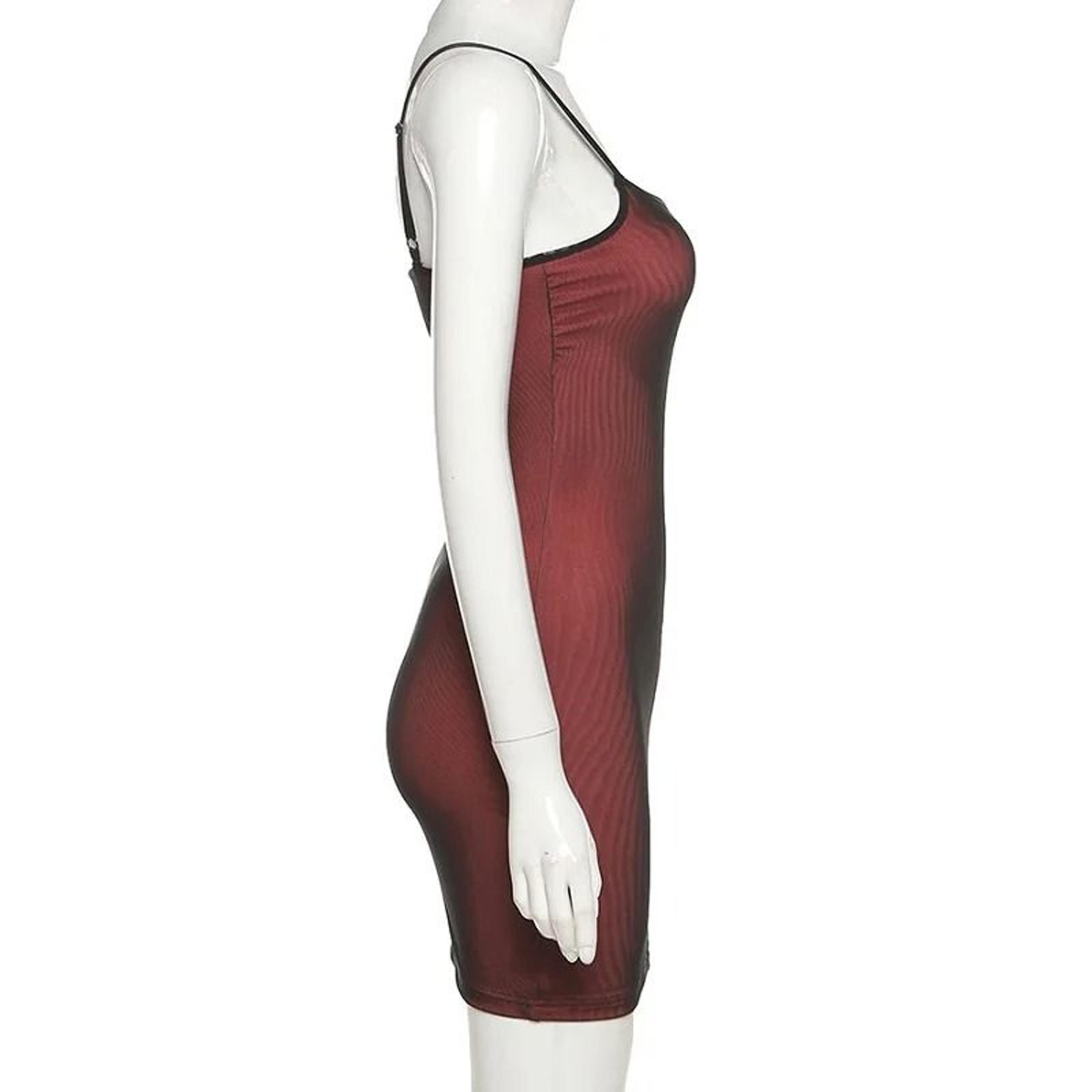 Womens Mesh Bodycon Dress DoubleLayer Split Cami Summer Dress 2