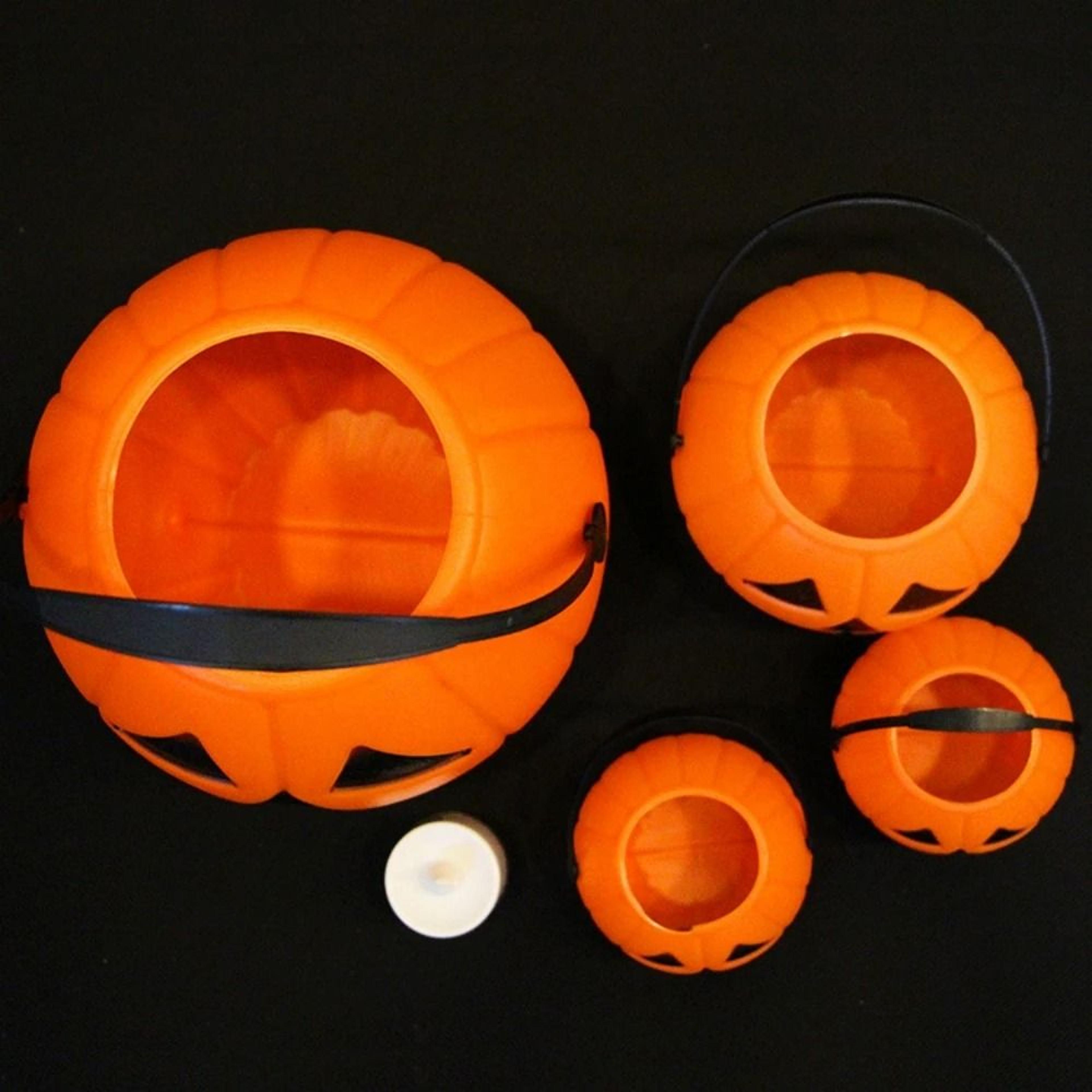 3Piece Halloween Pumpkin Bucket Set Large Medium Small Candy Pails 5