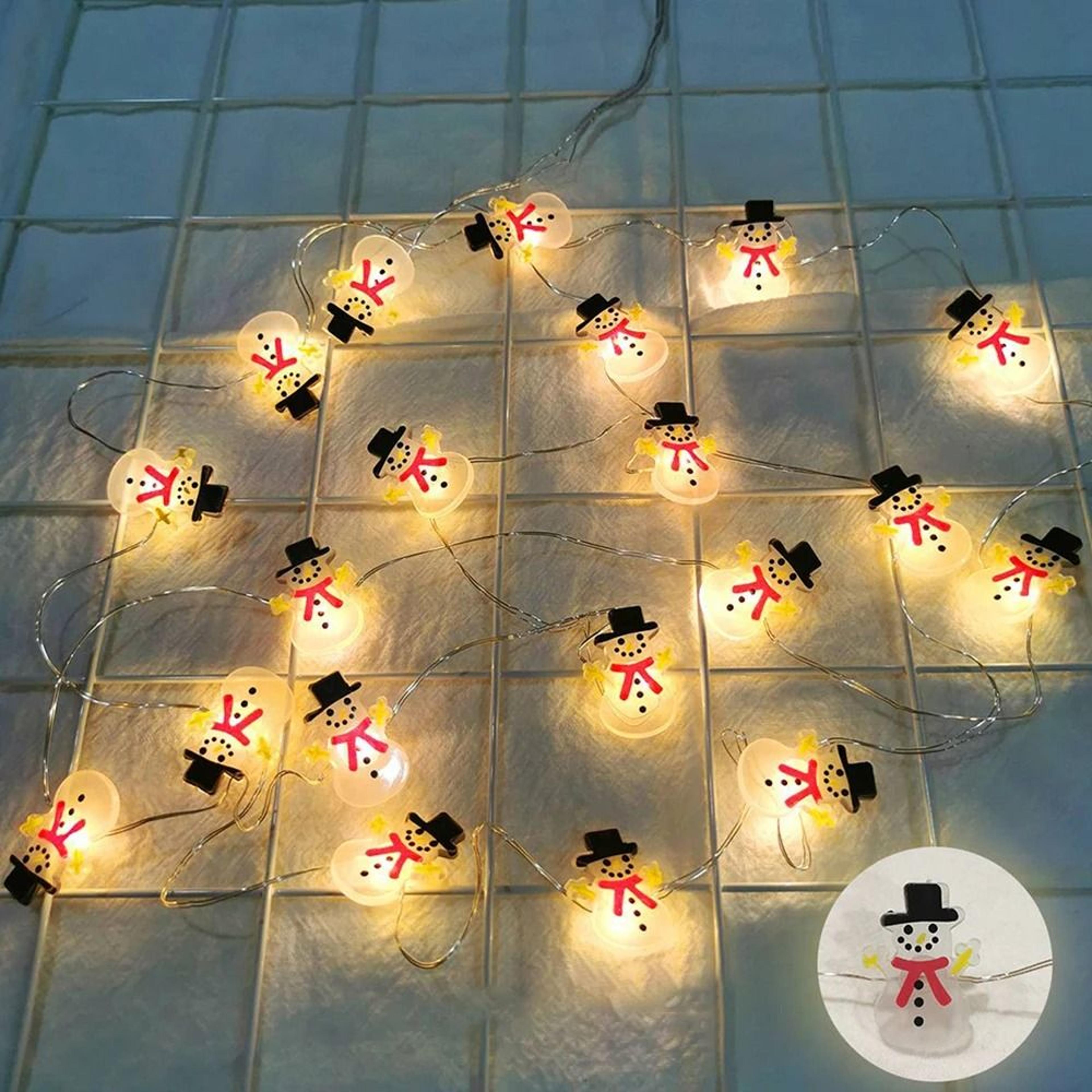 Santa  Snowman Christmas LED String Lights Festive Tree Garland 2